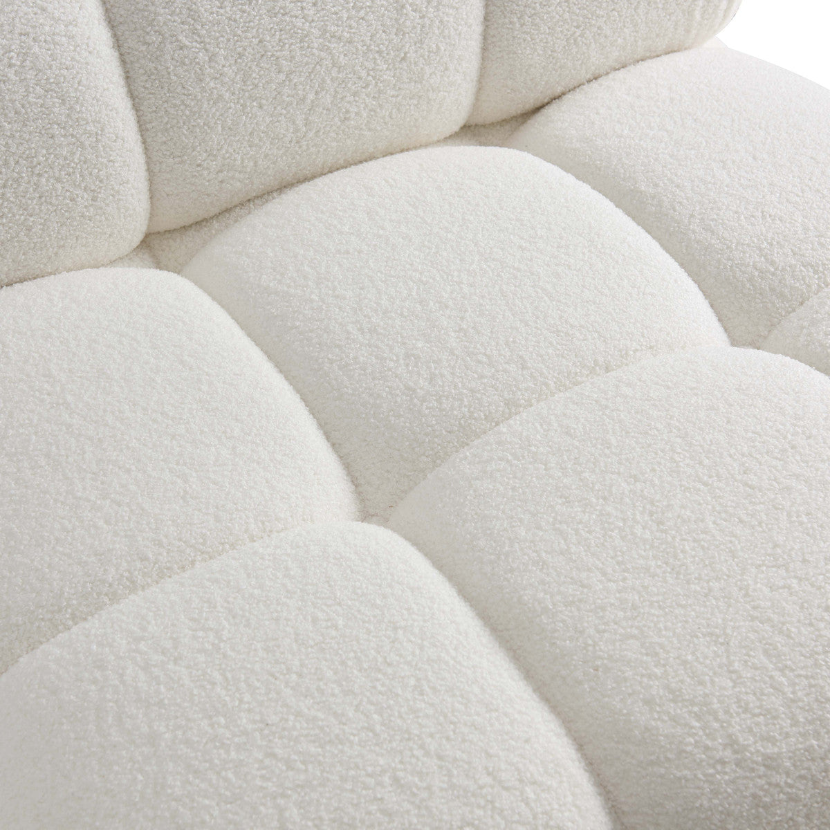 Chaise modulaire sans accoudoirs en peau de mouton végétalien crème Calliope