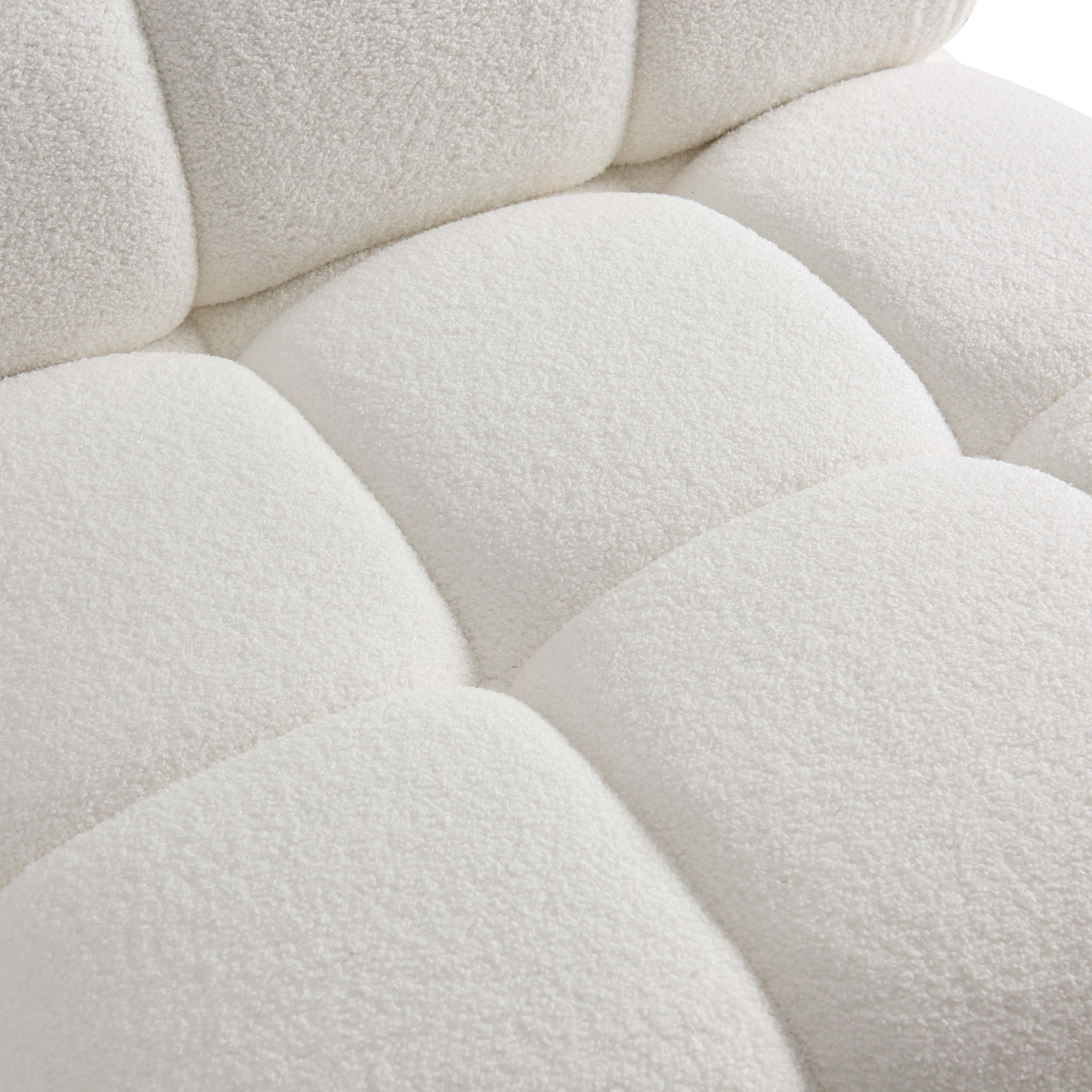 Chaise modulaire sans accoudoirs en peau de mouton végétalien crème Calliope