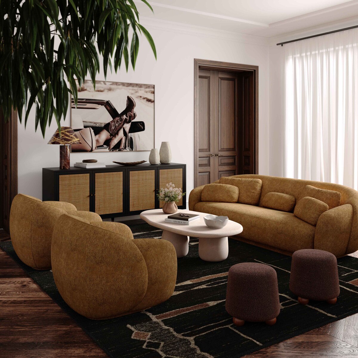 Fauteuil d'appoint bouclé Misty Brown