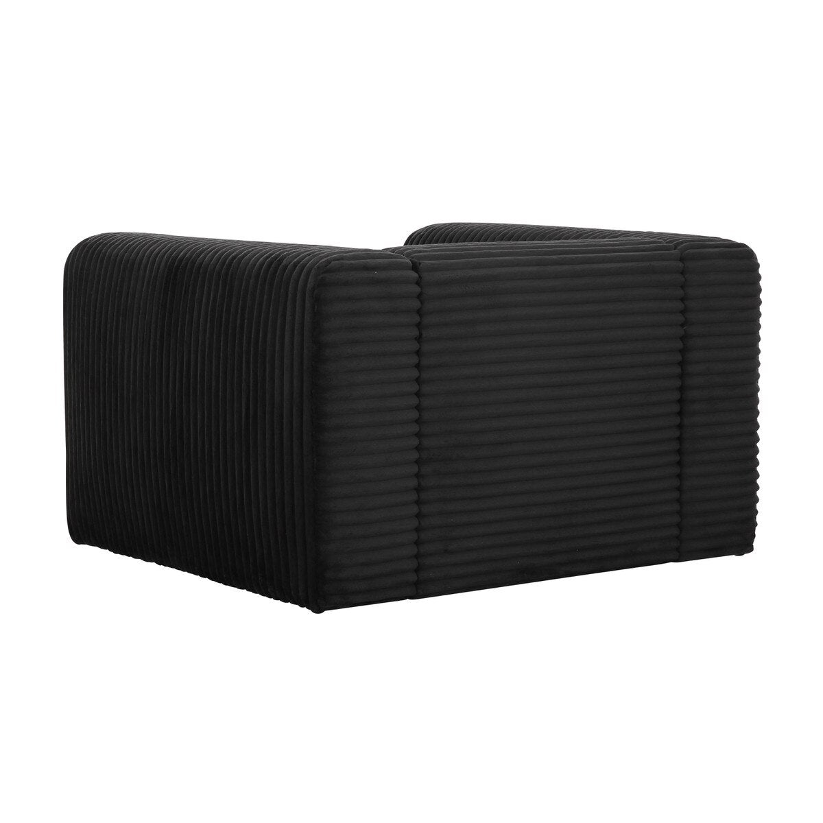 Fauteuil surdimensionné en velours côtelé noir Tarra Fluffy