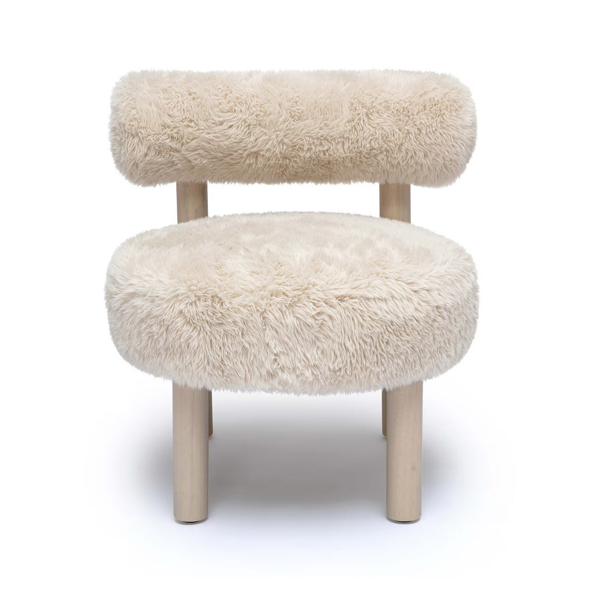 Fauteuil d'appoint en peau de mouton végétalienne naturelle Carmel