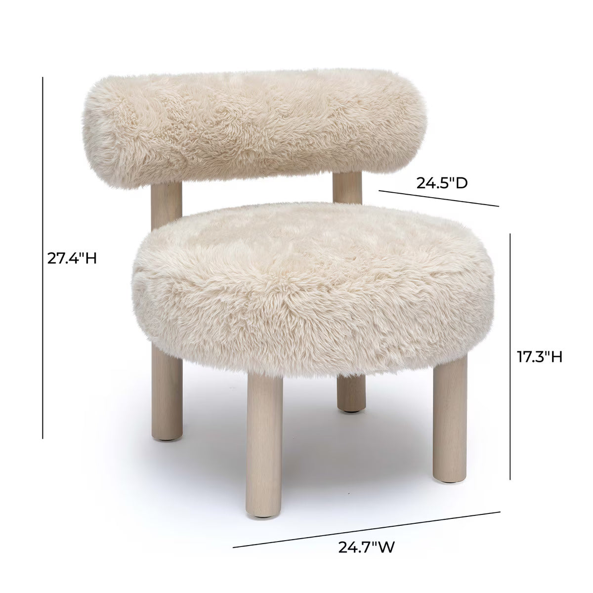 Fauteuil d'appoint en peau de mouton végétalienne naturelle Carmel