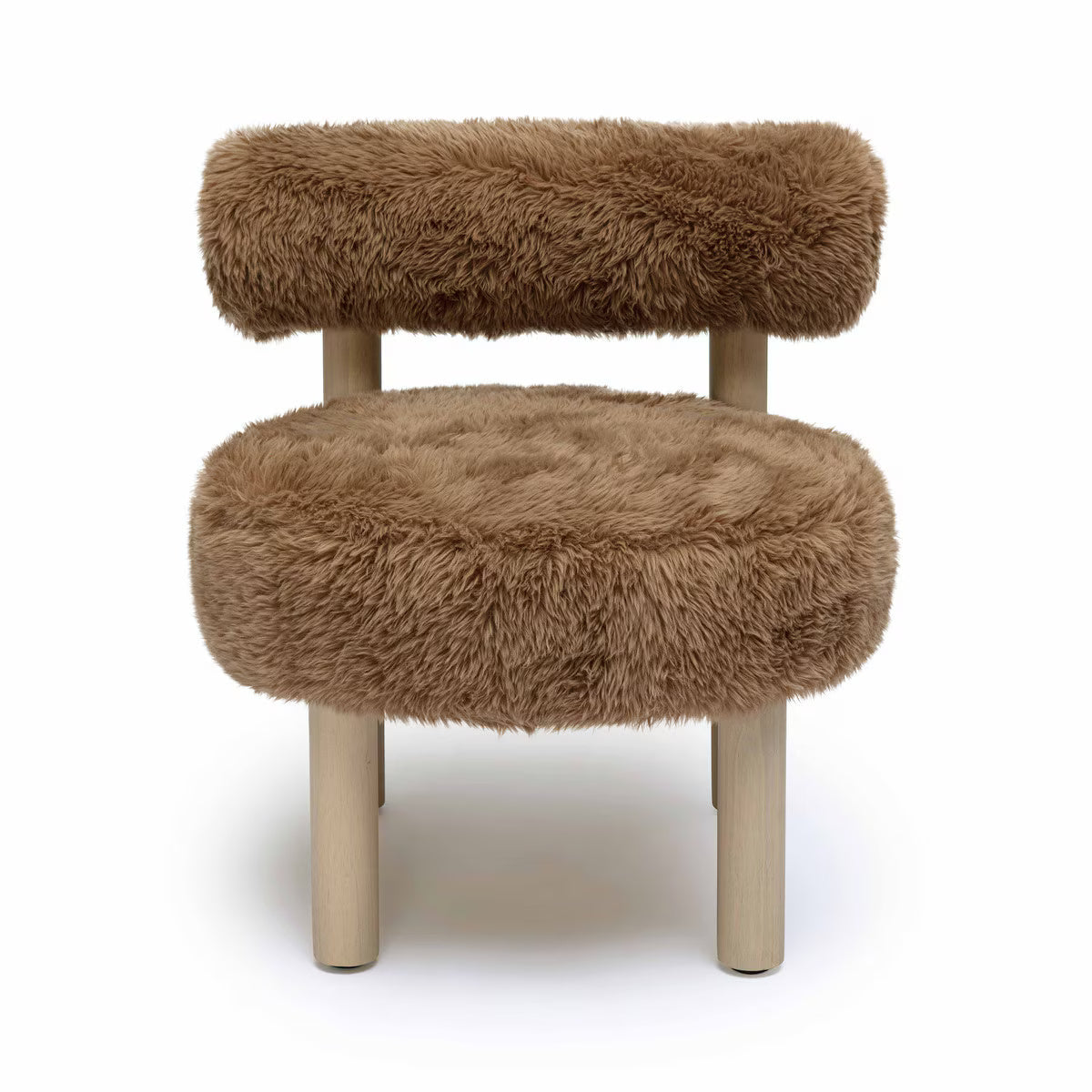 Fauteuil d'appoint en peau de mouton vegan taupe foncé Carmel