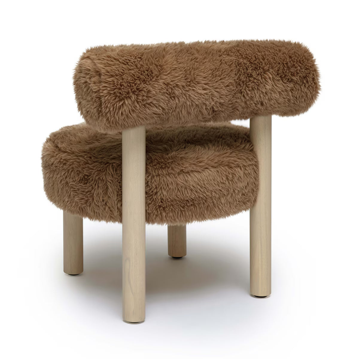 Fauteuil d'appoint en peau de mouton vegan taupe foncé Carmel