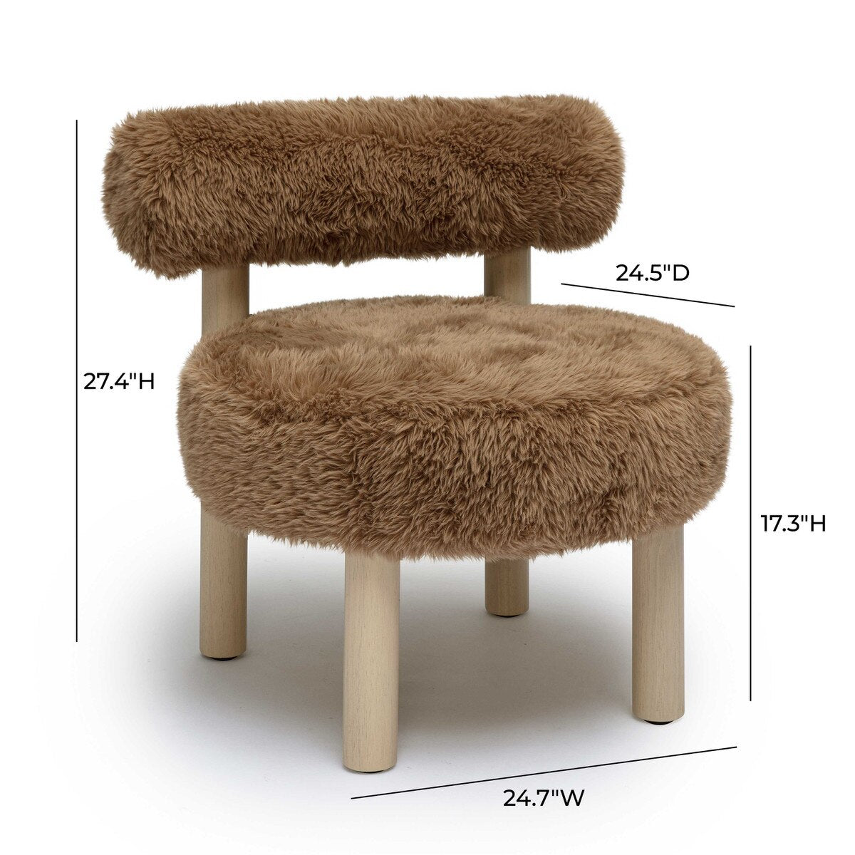 Fauteuil d'appoint en peau de mouton vegan taupe foncé Carmel