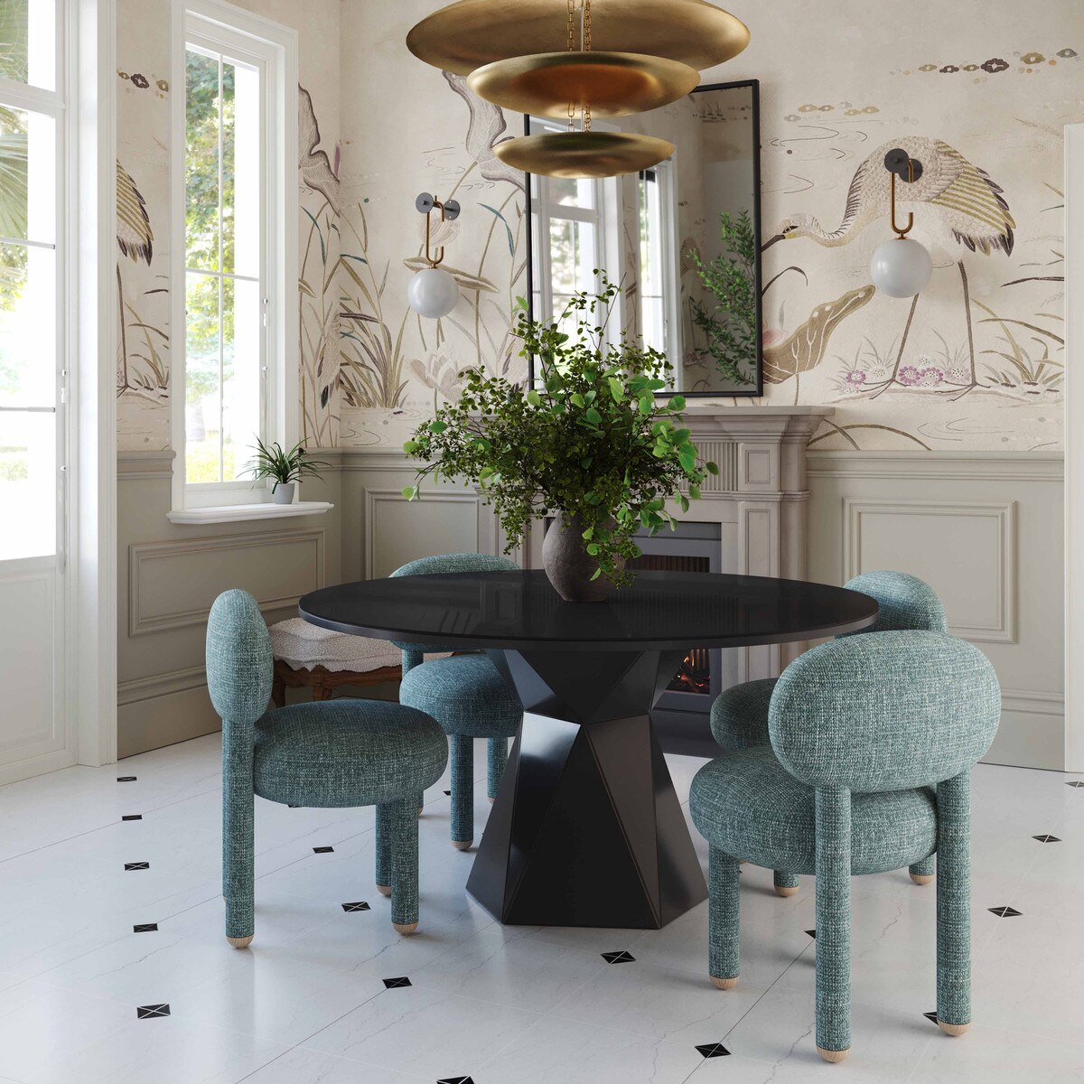 Chaise d'appoint en tissu haute performance Nubby Teal de Manu