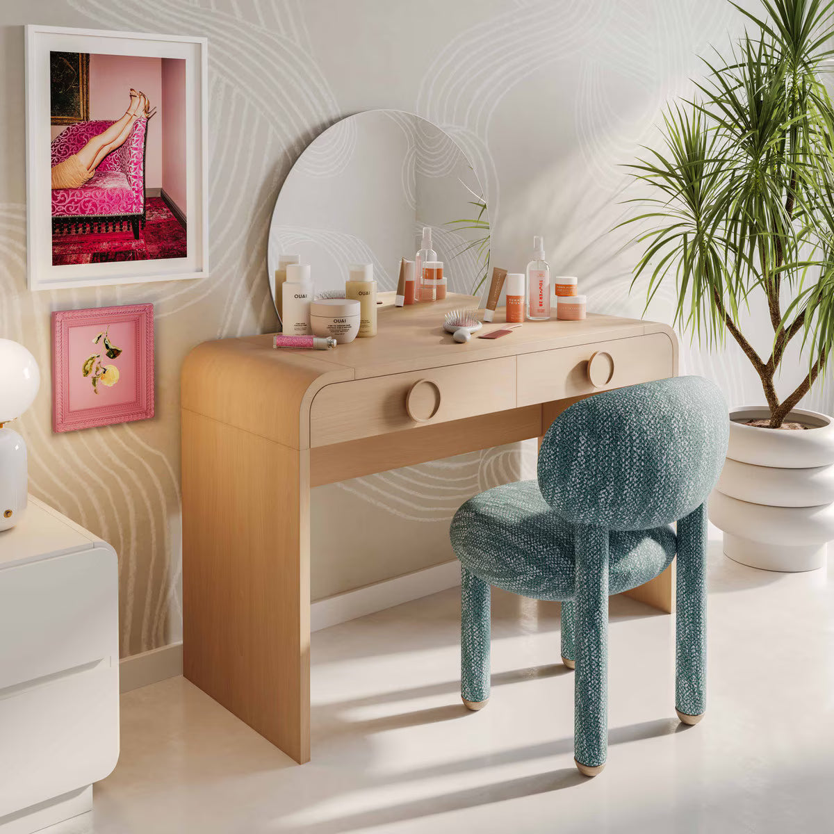 Chaise d'appoint en tissu haute performance Nubby Teal de Manu