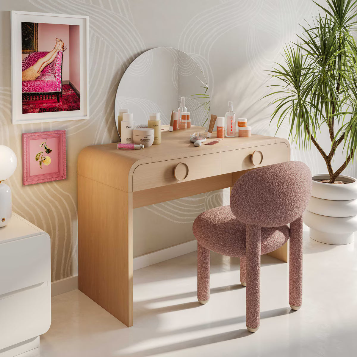 Chaise d'appoint Performance Boucle rose Manu Rose