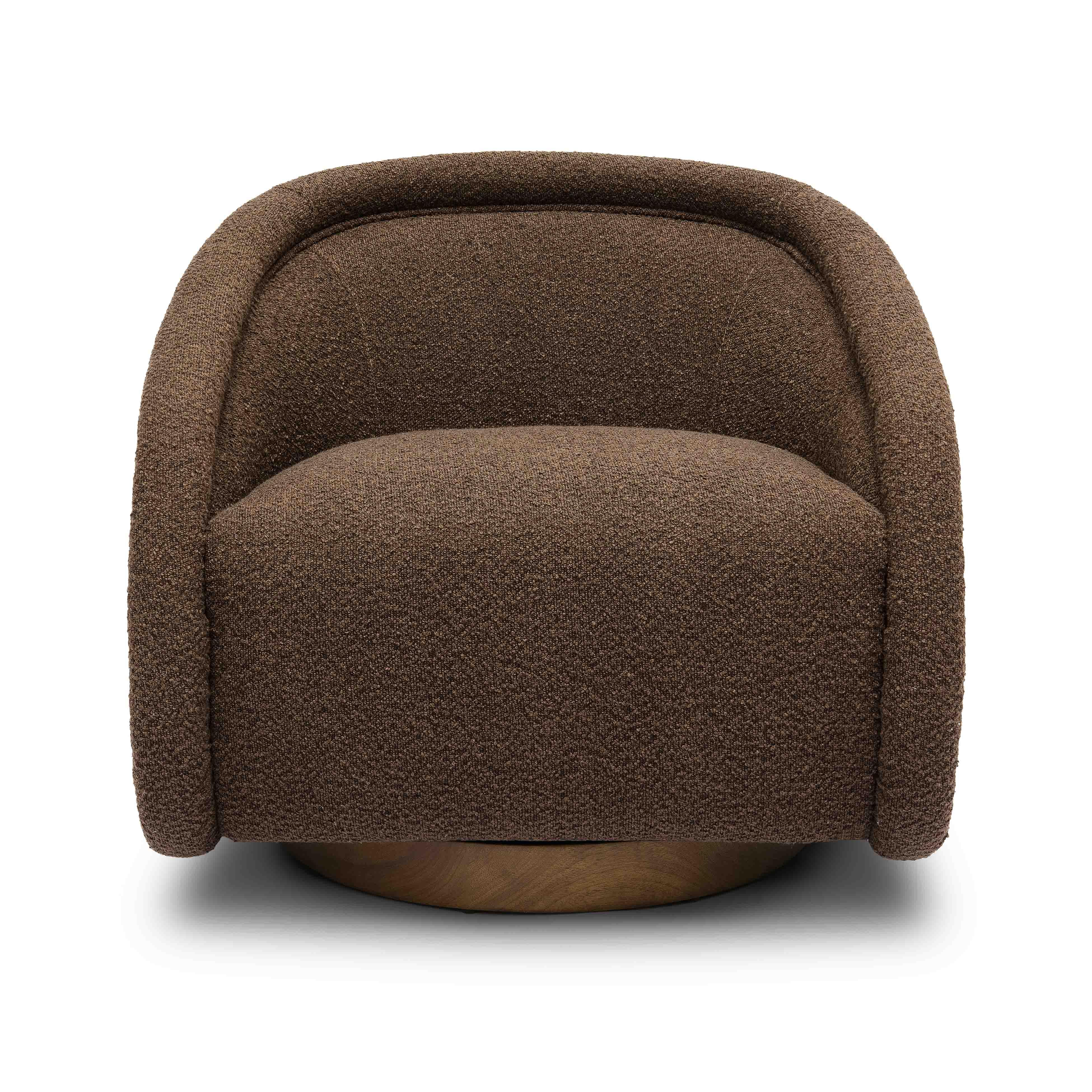 Chaise pivotante en boucle marron chocolat Rory