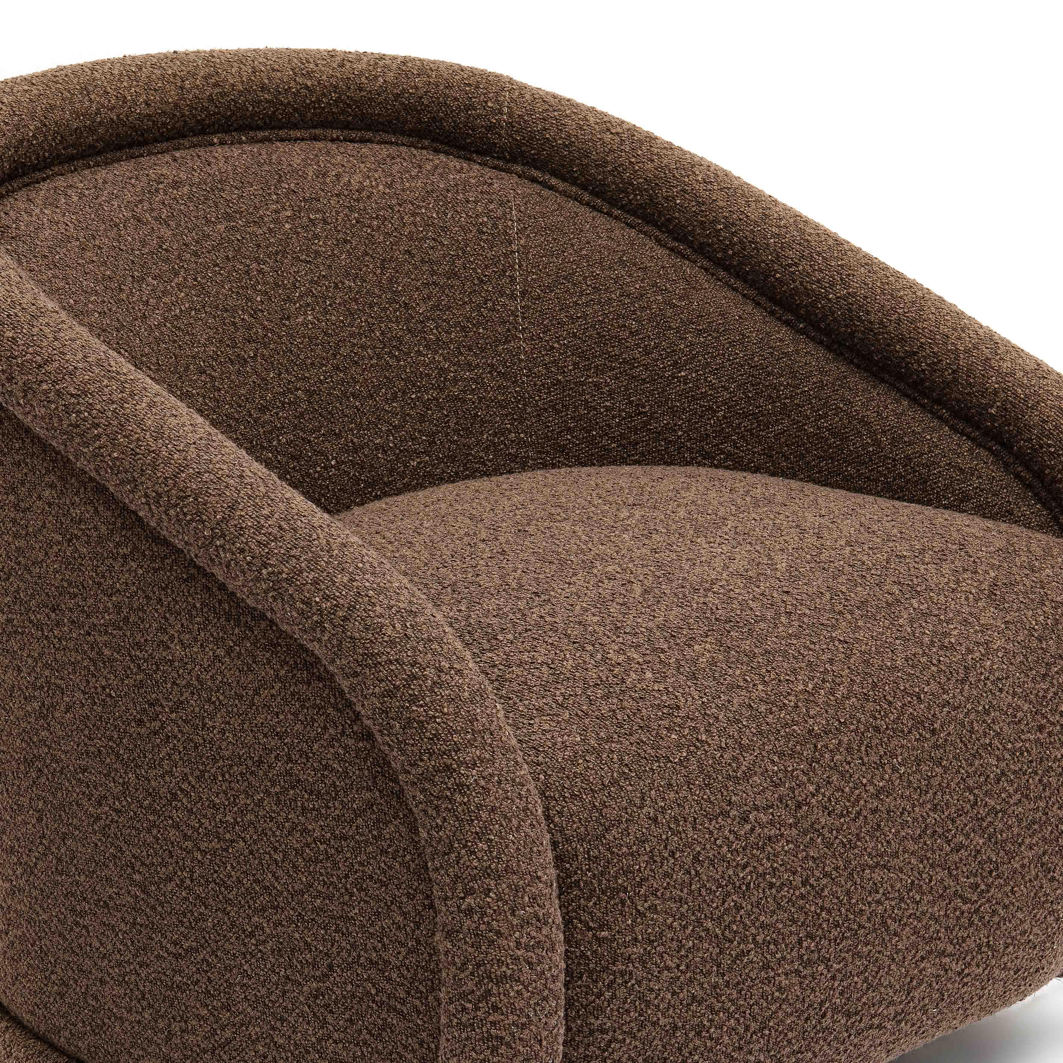 Chaise pivotante en boucle marron chocolat Rory