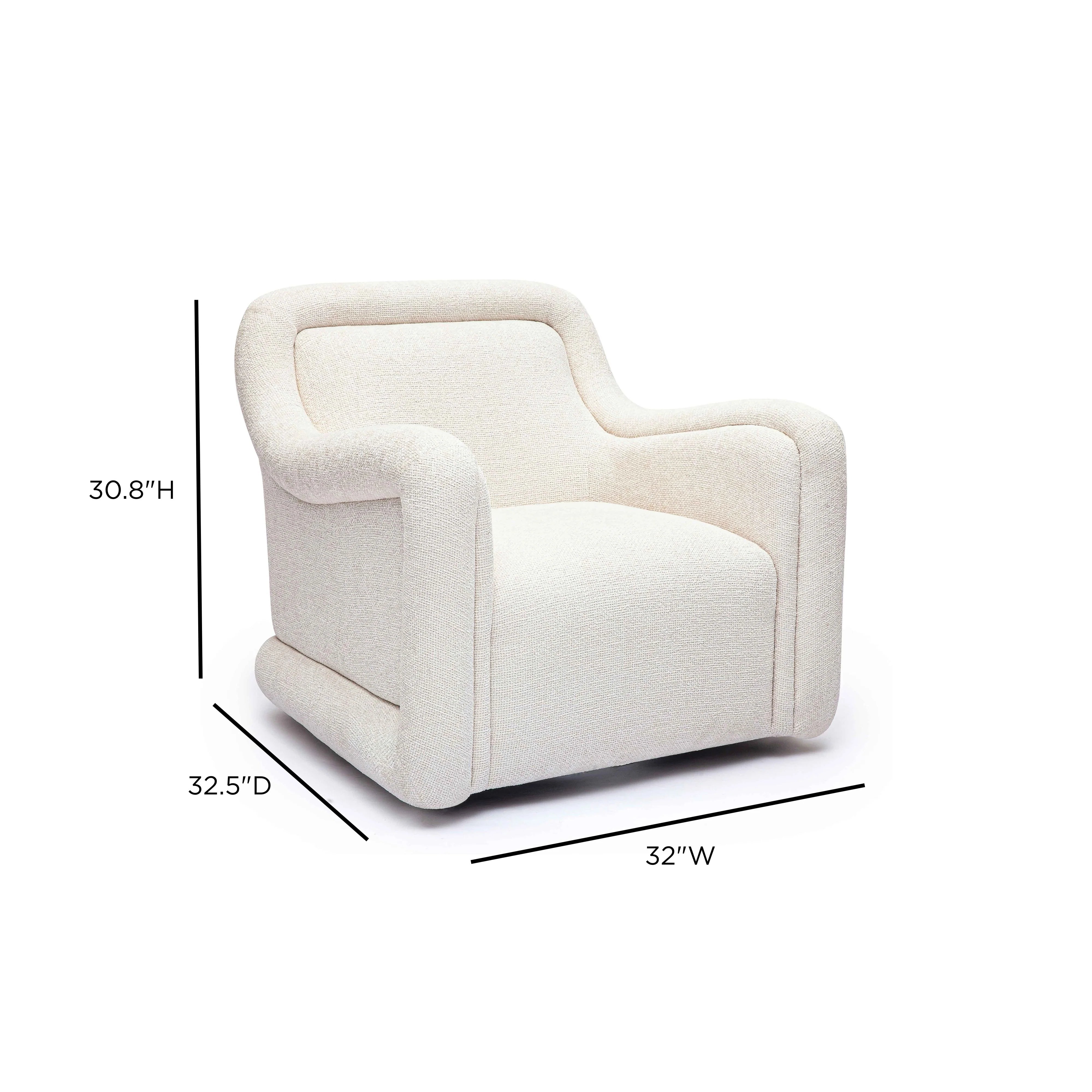 Charli Cream Performance Basketweave Chenille Swivel Chair
