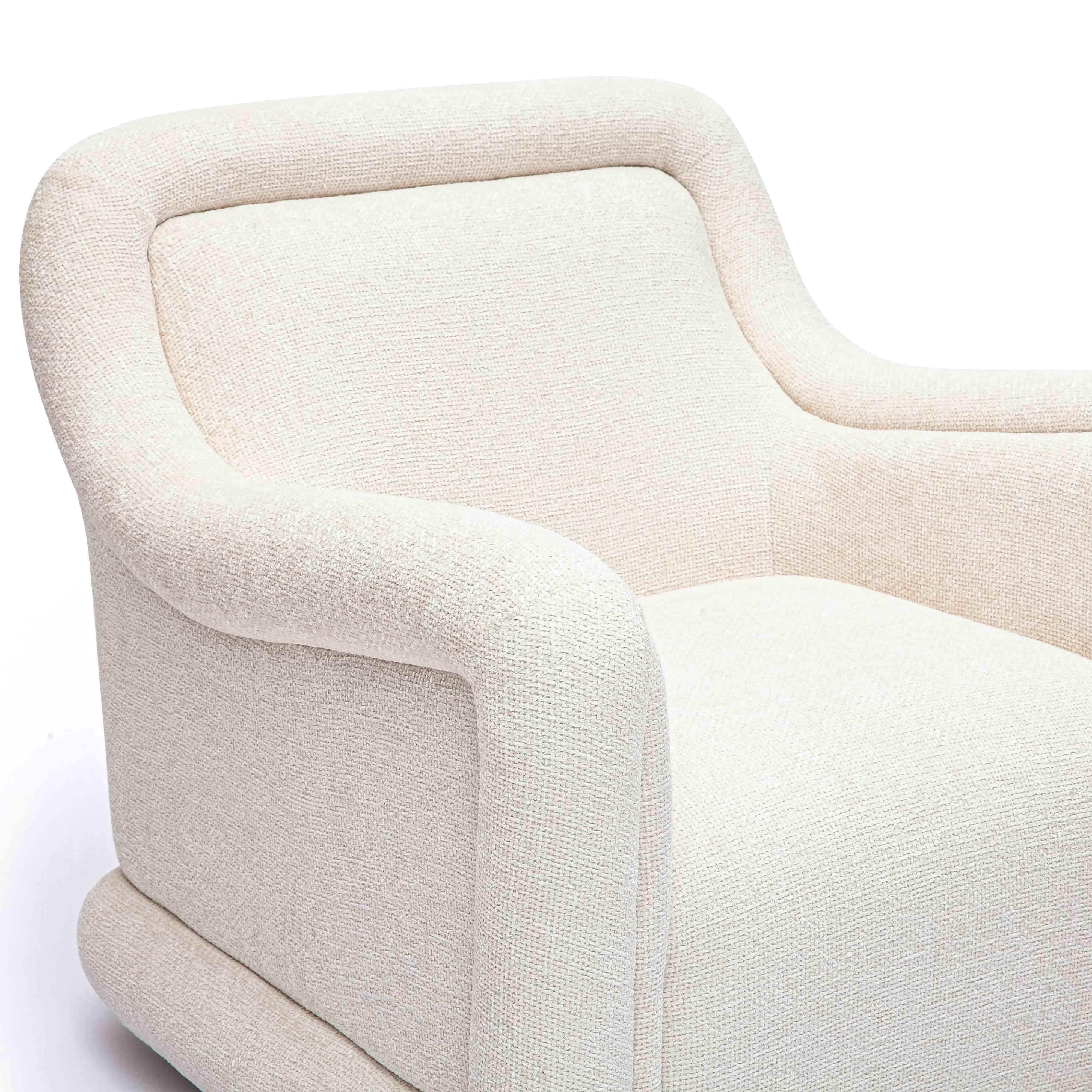 Charli Cream Performance Basketweave Chenille Swivel Chair