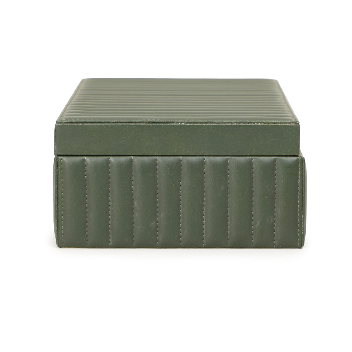 Eton Ribbed Green Vegan Leather Contract-Grade Storage Box