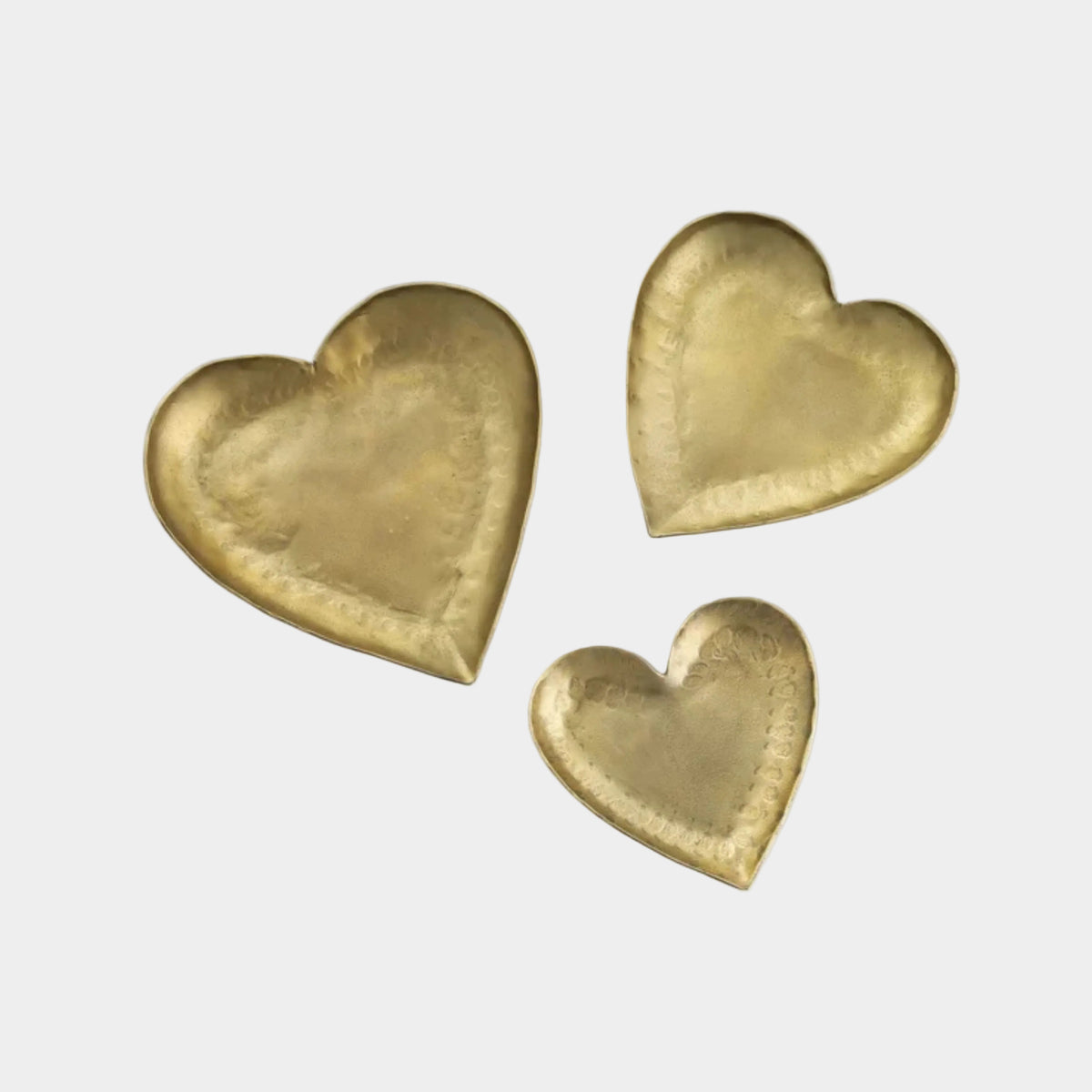 Coeur Brass Hammered Iron Heart-Shaped Catchalls - Set of 3