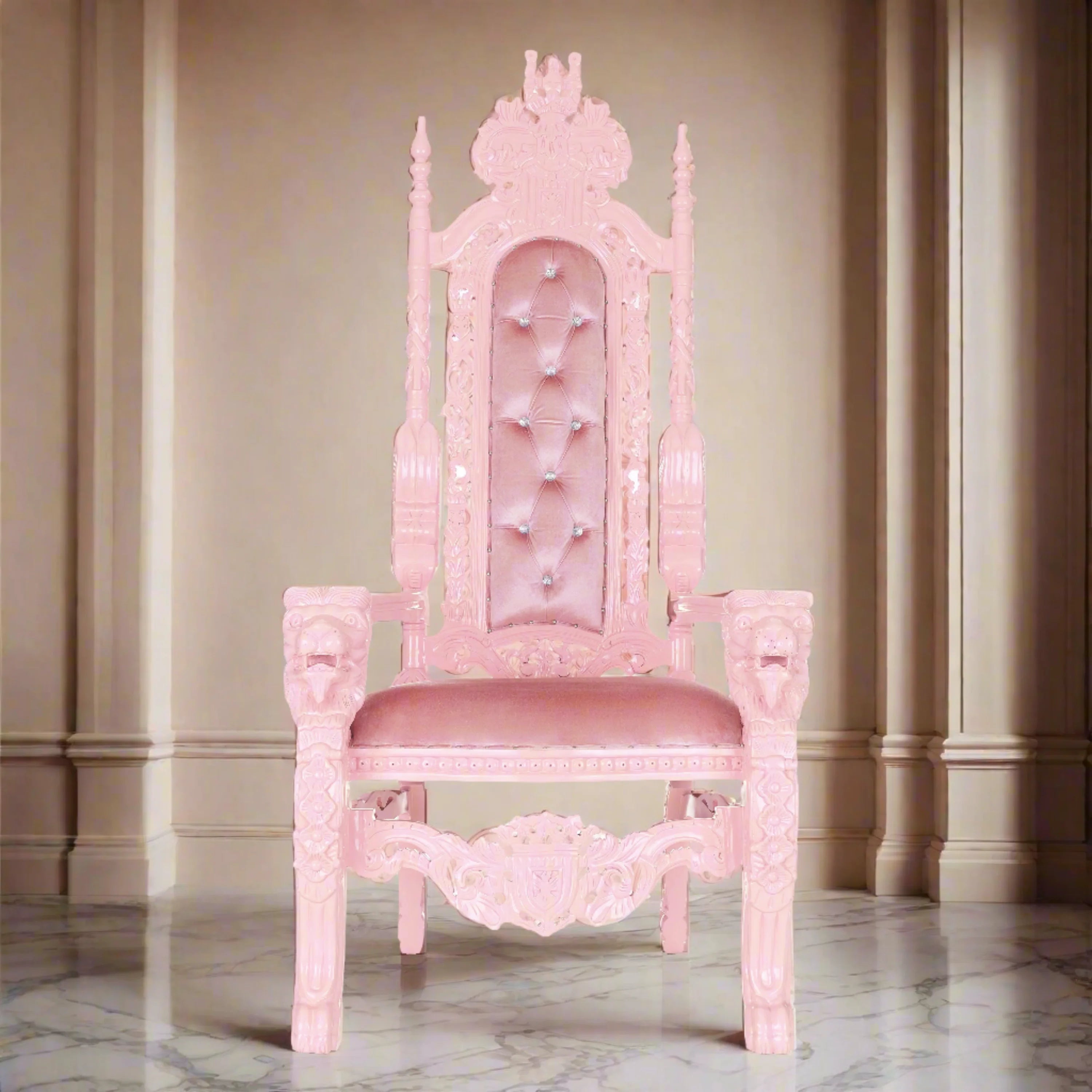 King David Lion Throne Chair - Velvet