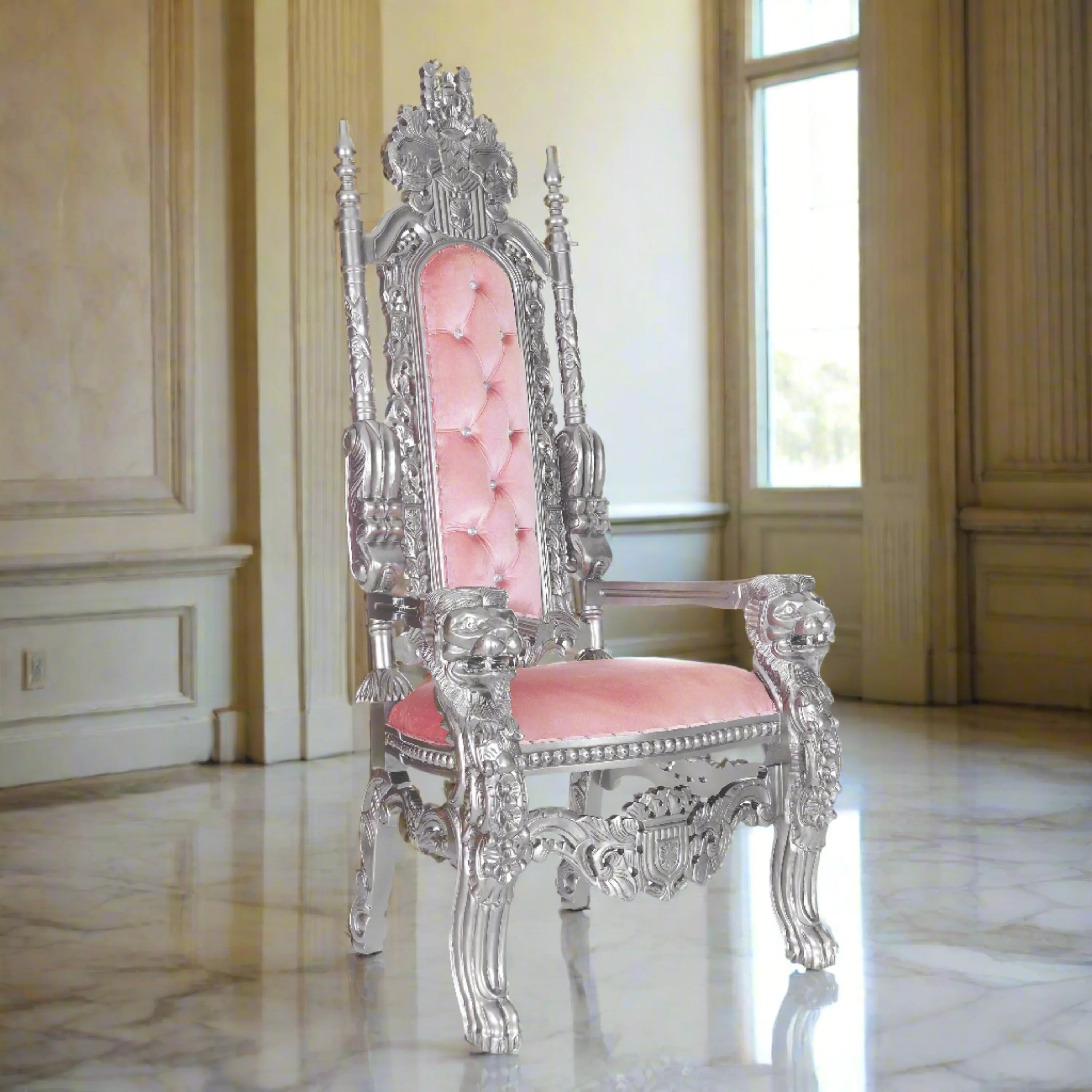 King David Lion Throne Chair - Velvet
