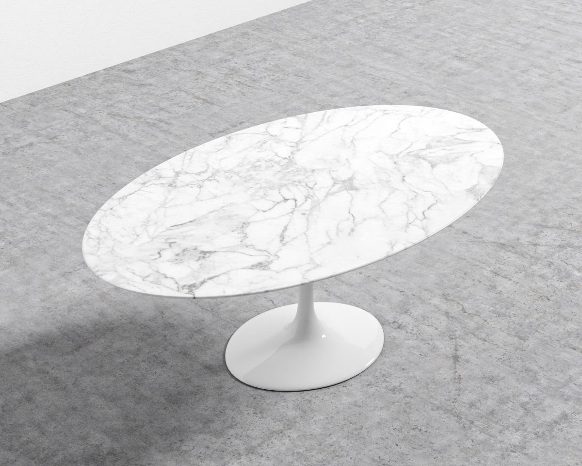 Tulip Table Oval - Carrara White Marble