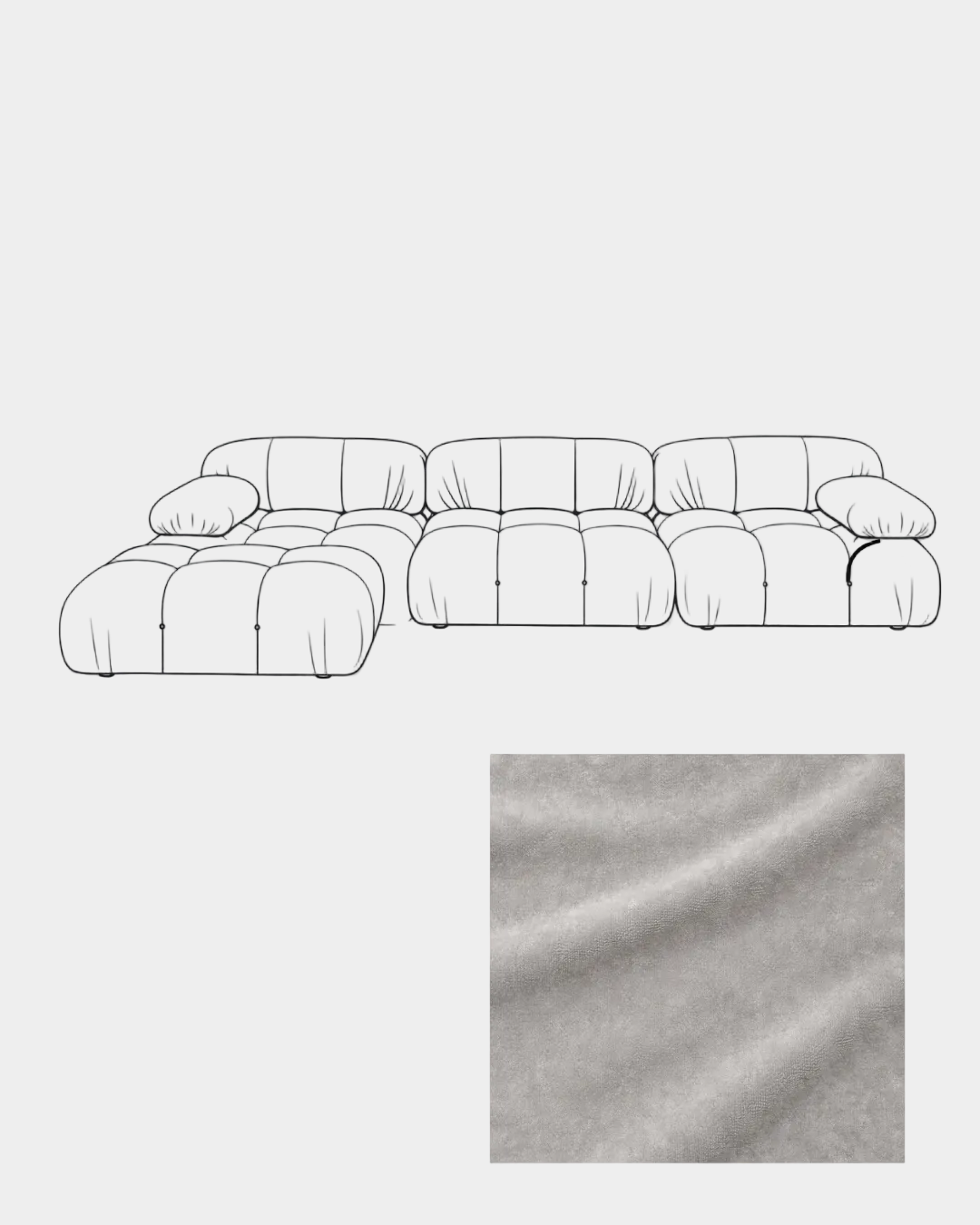 Mario Bellini Velvet Sofa with Ottoman