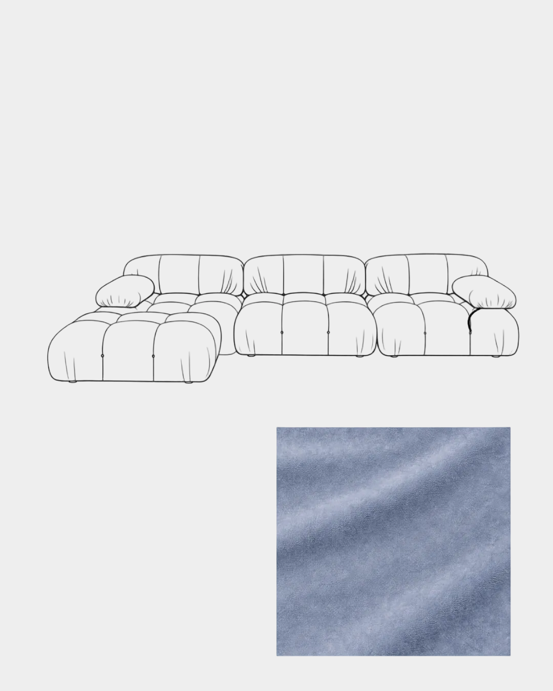 Mario Bellini Velvet Sofa with Ottoman