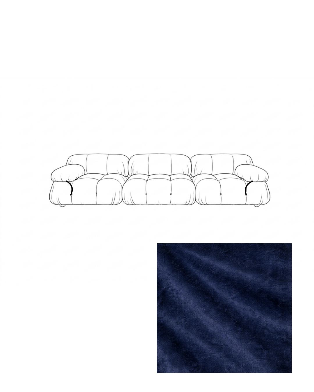 Mario Bellini Three-Seater Velvet Sofa