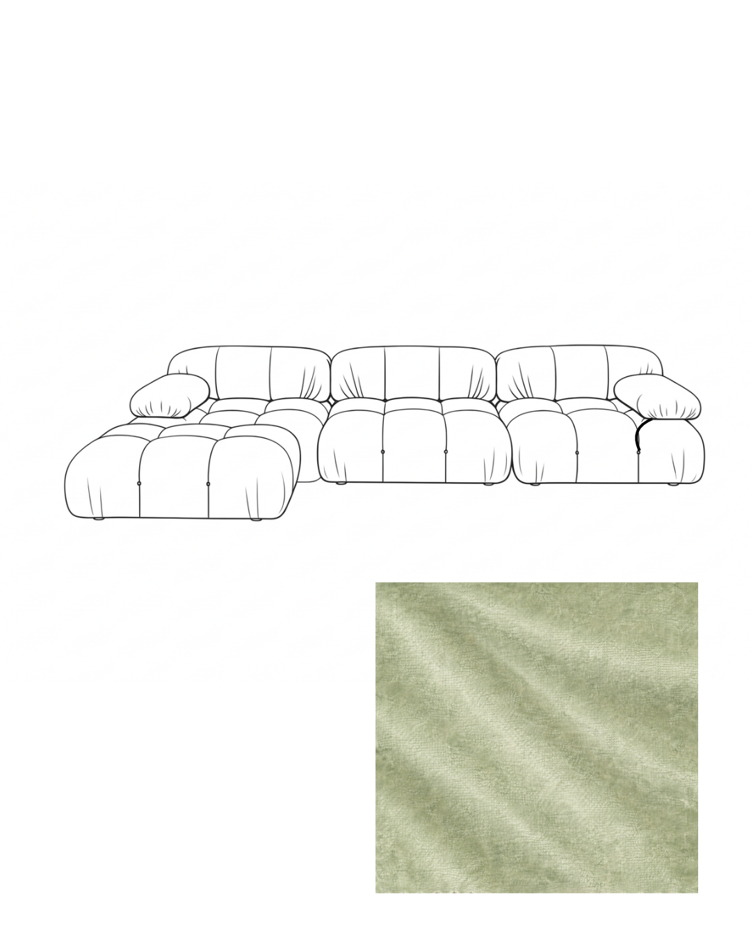 Mario Bellini Velvet Sofa with Ottoman