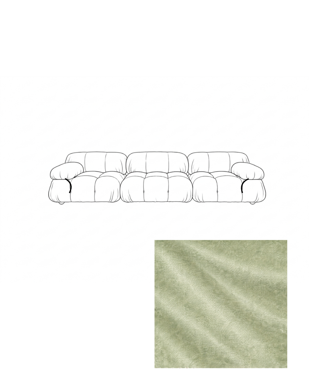 Mario Bellini Three-Seater Velvet Sofa