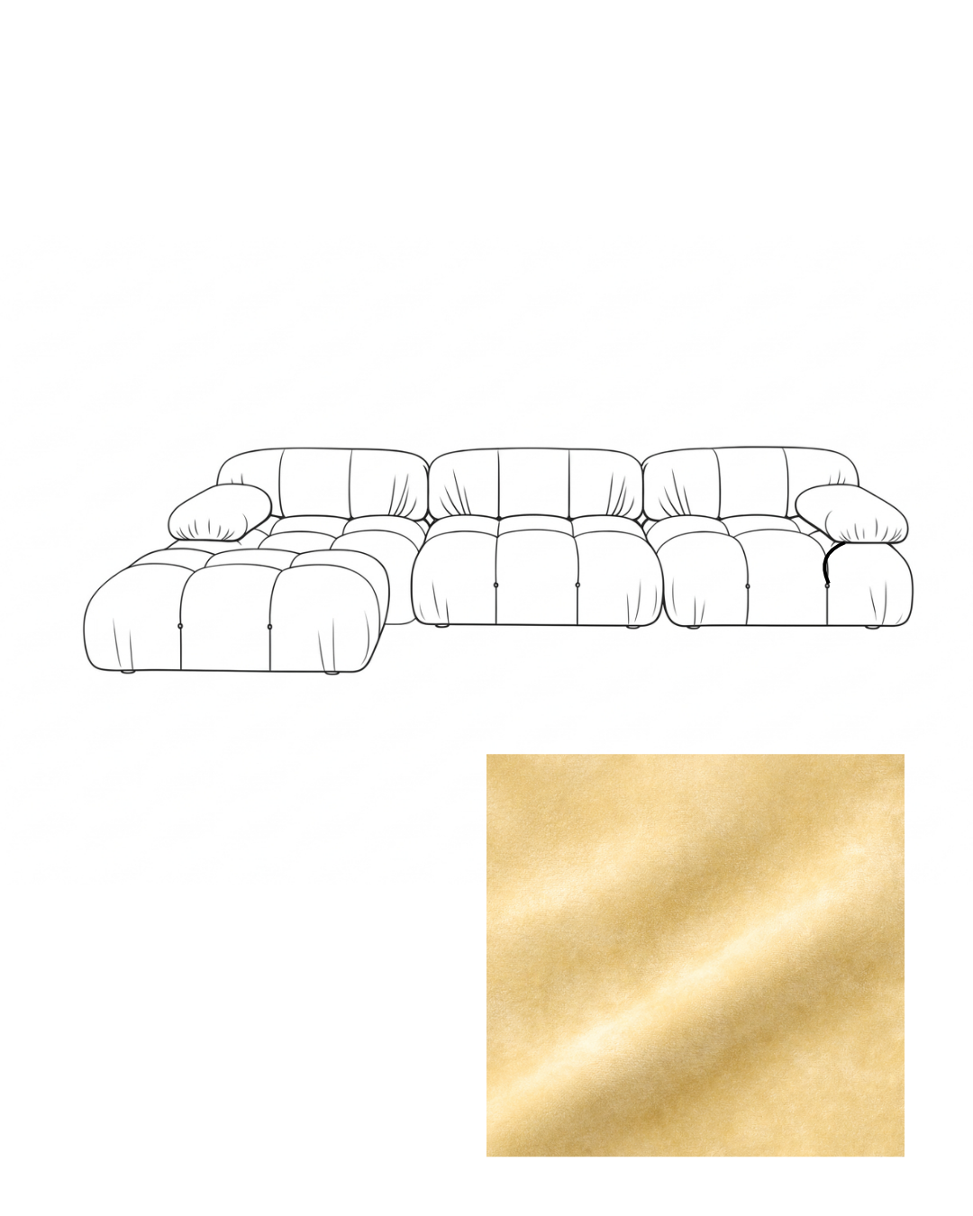 Mario Bellini Velvet Sofa with Ottoman