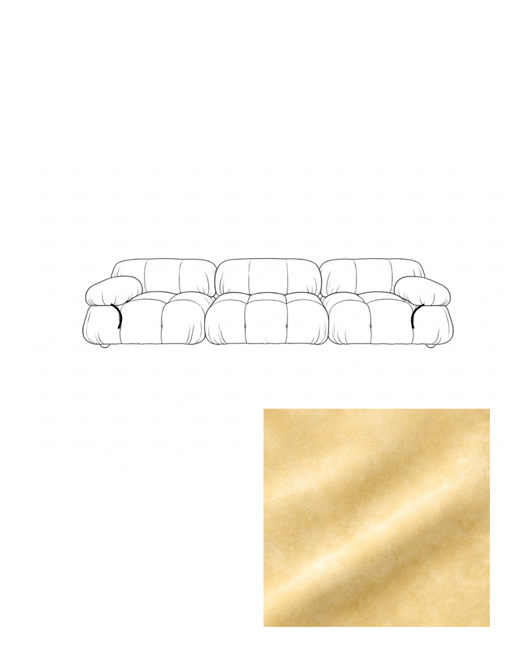 Mario Bellini Three-Seater Velvet Sofa