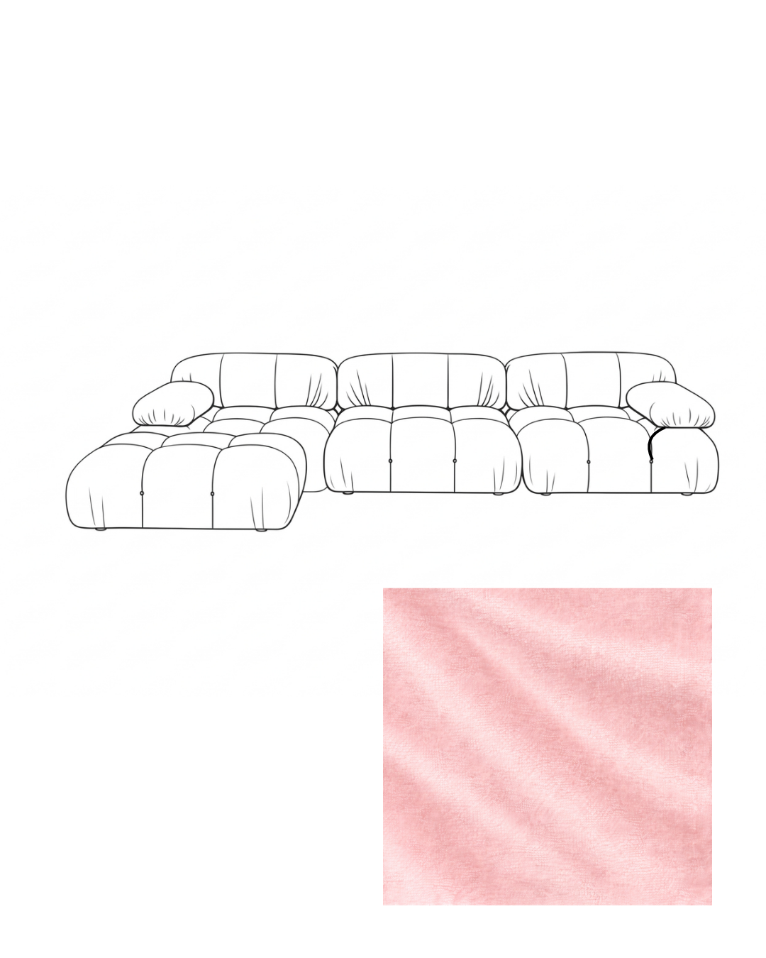 Mario Bellini Velvet Sofa with Ottoman