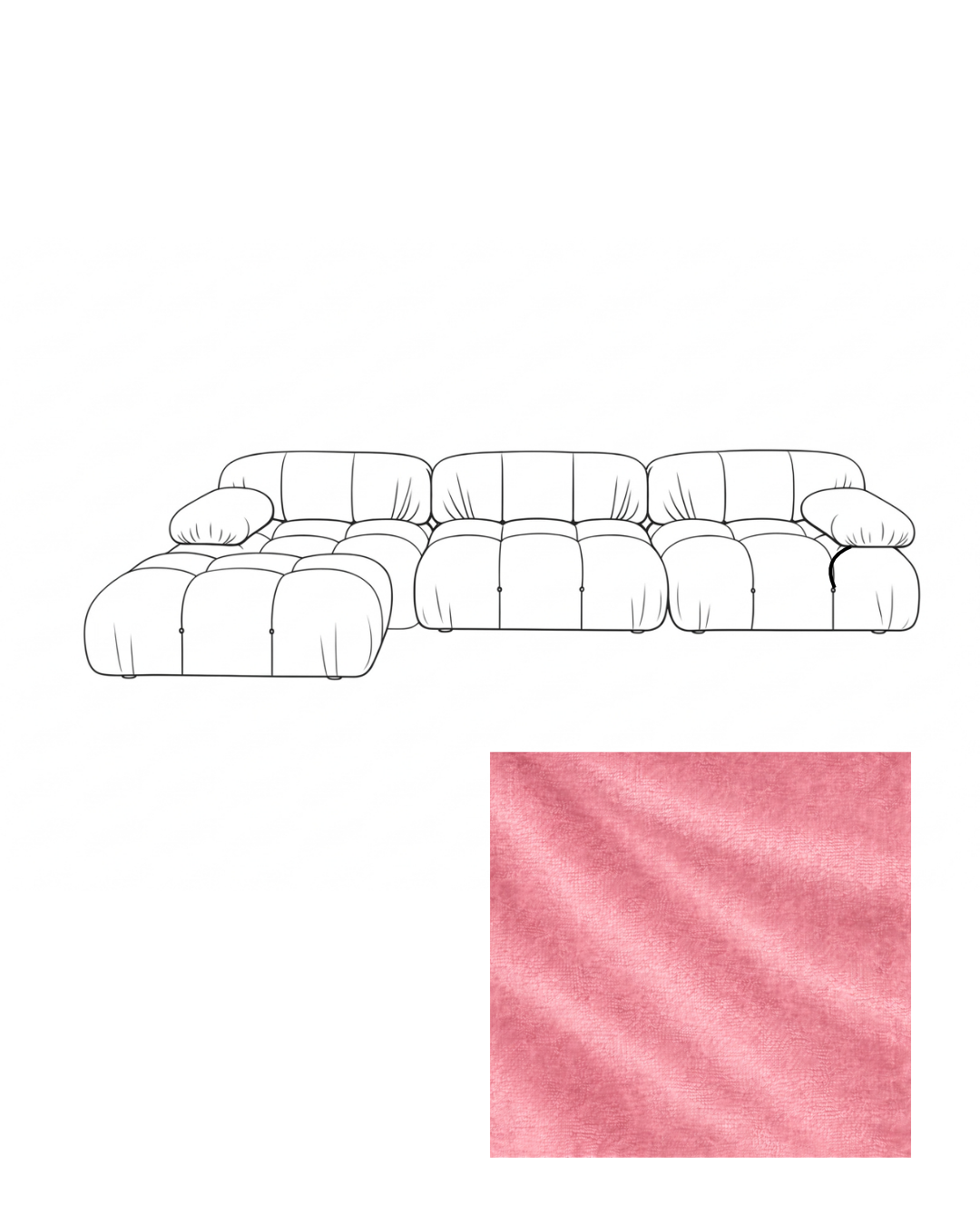 Mario Bellini Velvet Sofa with Ottoman