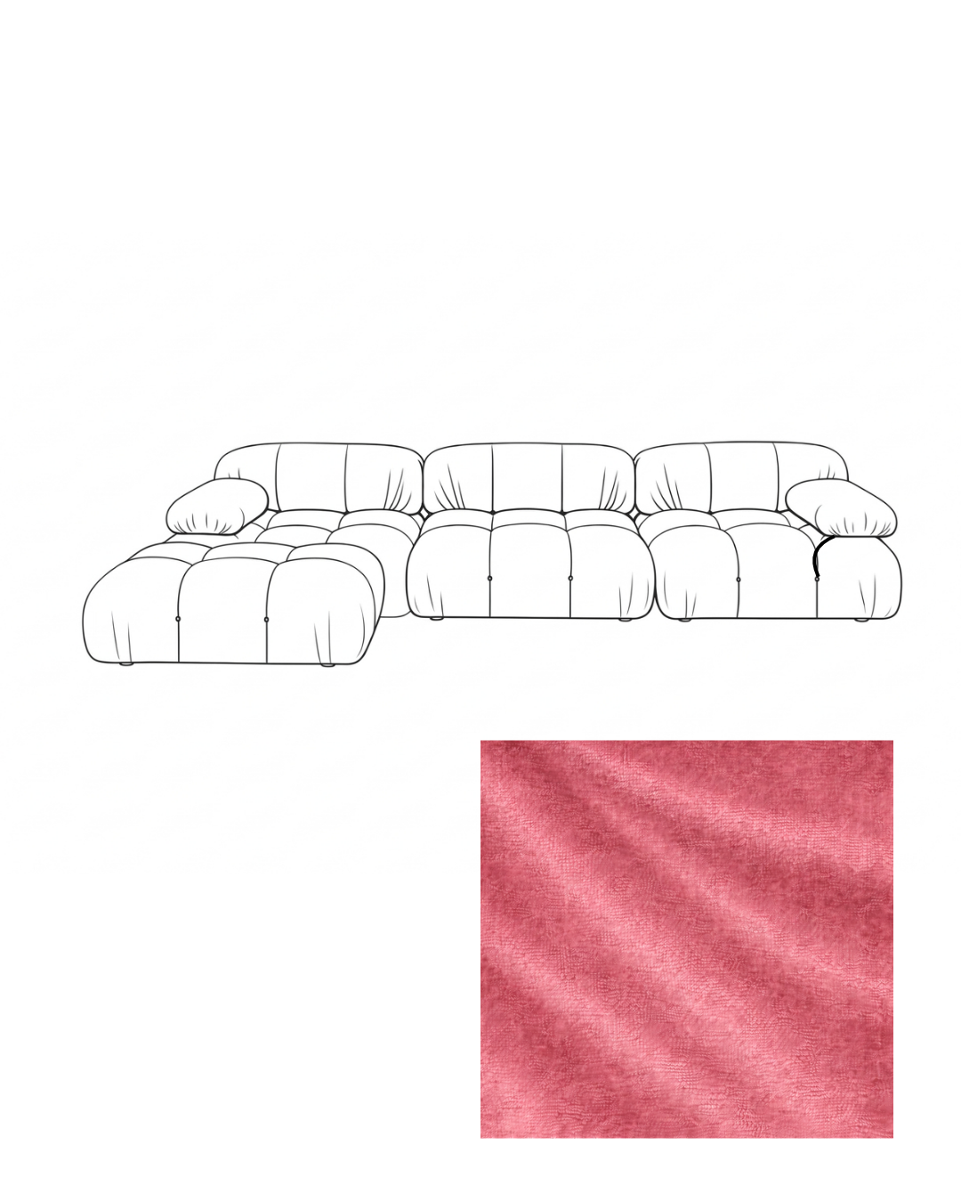 Mario Bellini Velvet Sofa with Ottoman