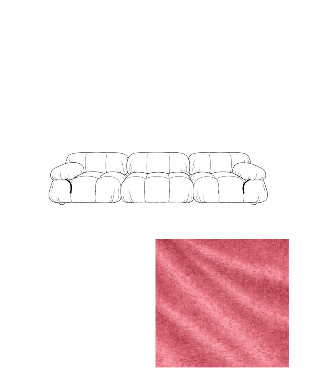 Mario Bellini Three-Seater Velvet Sofa