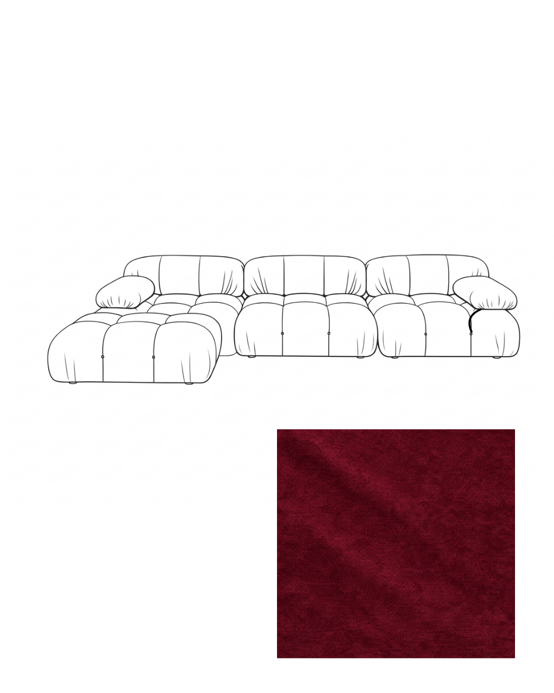 Mario Bellini Velvet Sofa with Ottoman