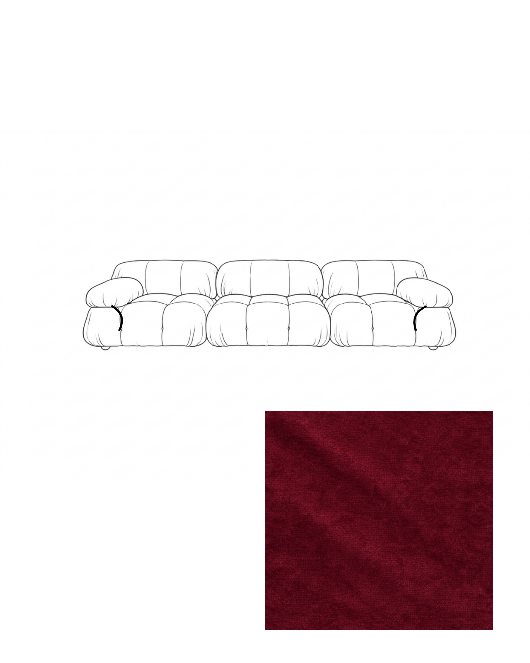 Mario Bellini Three-Seater Velvet Sofa