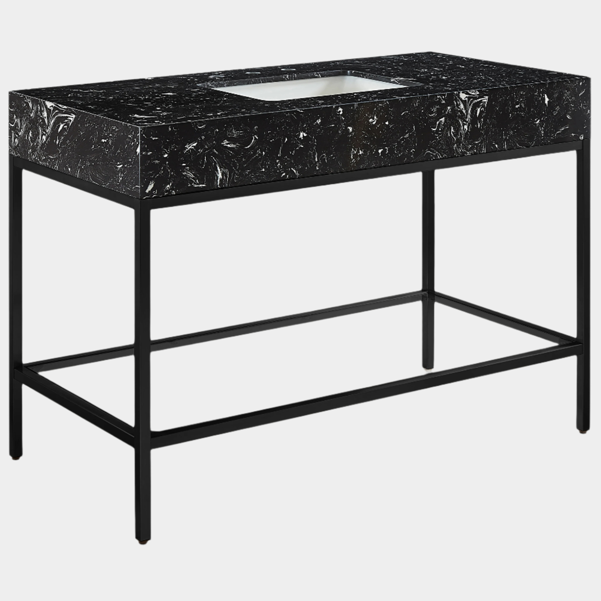 Marmo 48" Engineered Stone Top, Steel And Glass Base Vanity