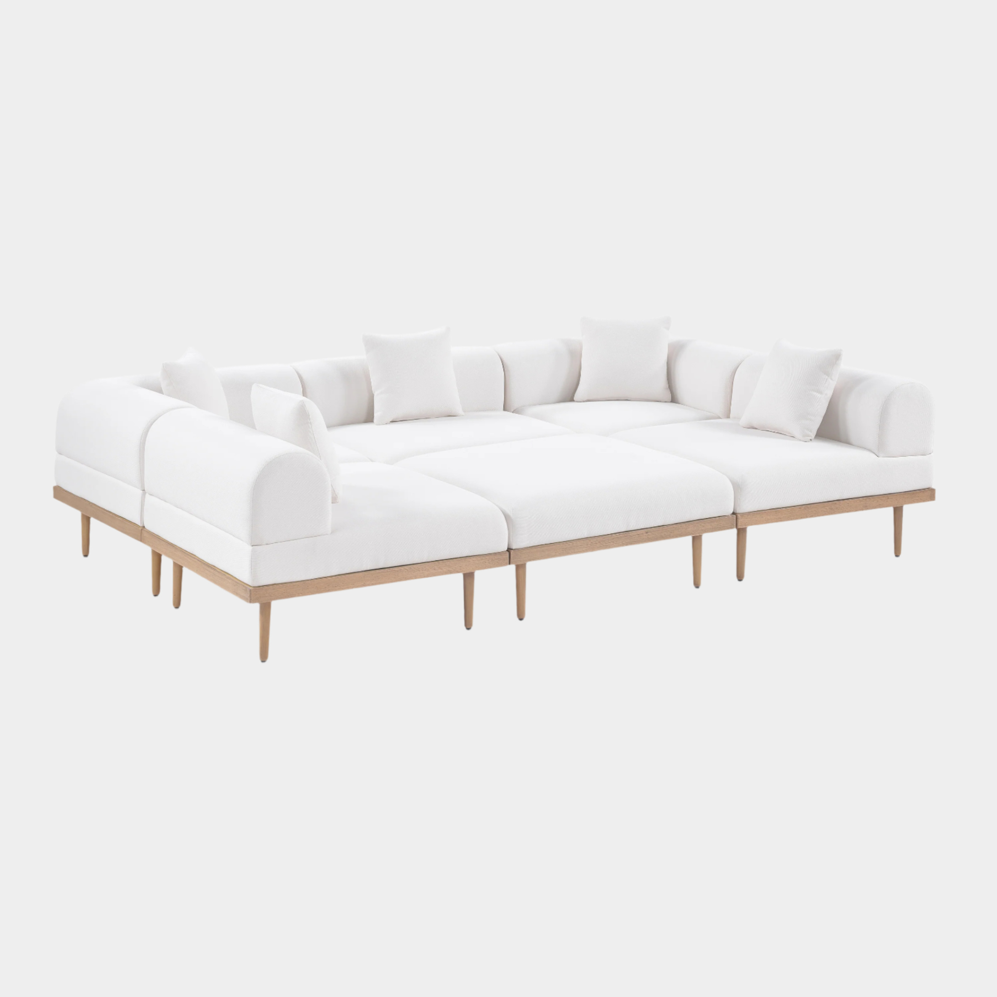 Laguna 106.5" Resilient Water Resistant Fabric Upholstered Outdoor Patio 6pc. Modular Sectional