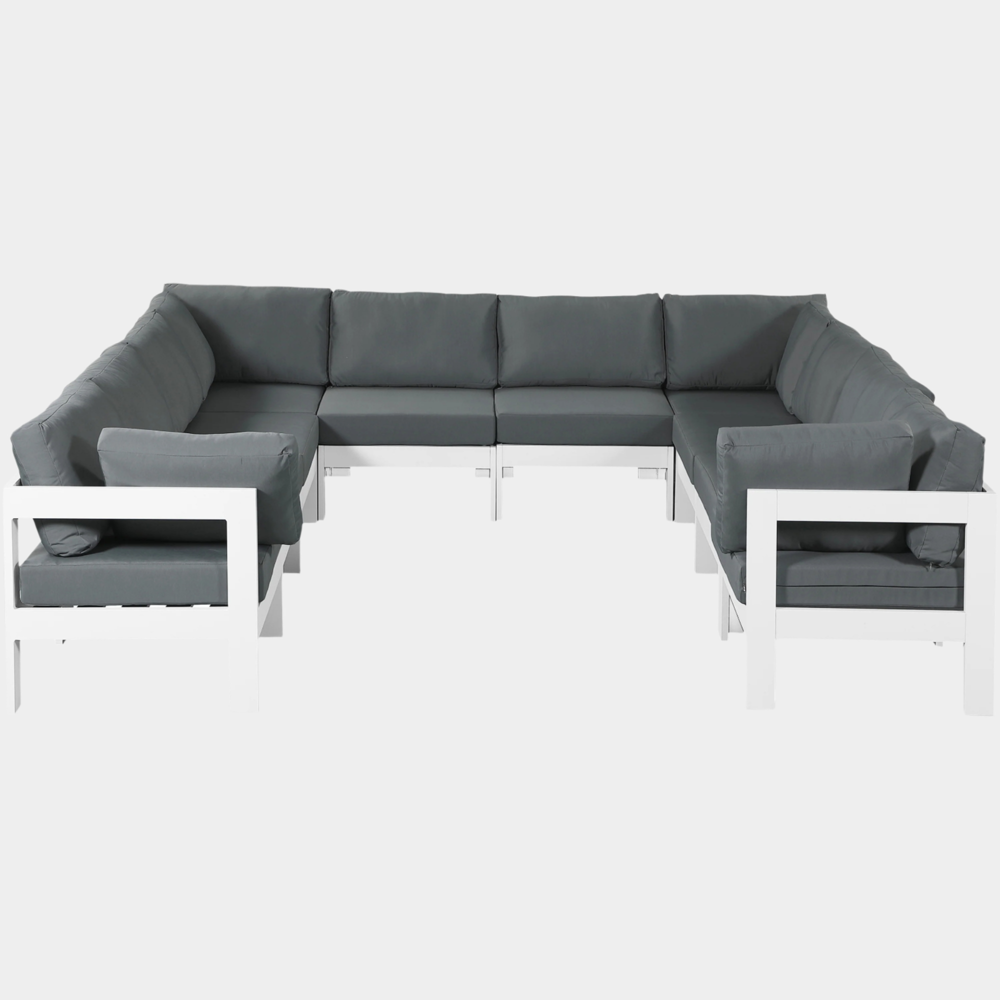 Nizuc 120" Water Resistant Fabric Upholstered Outdoor Patio 10pc. Modular Sectional
