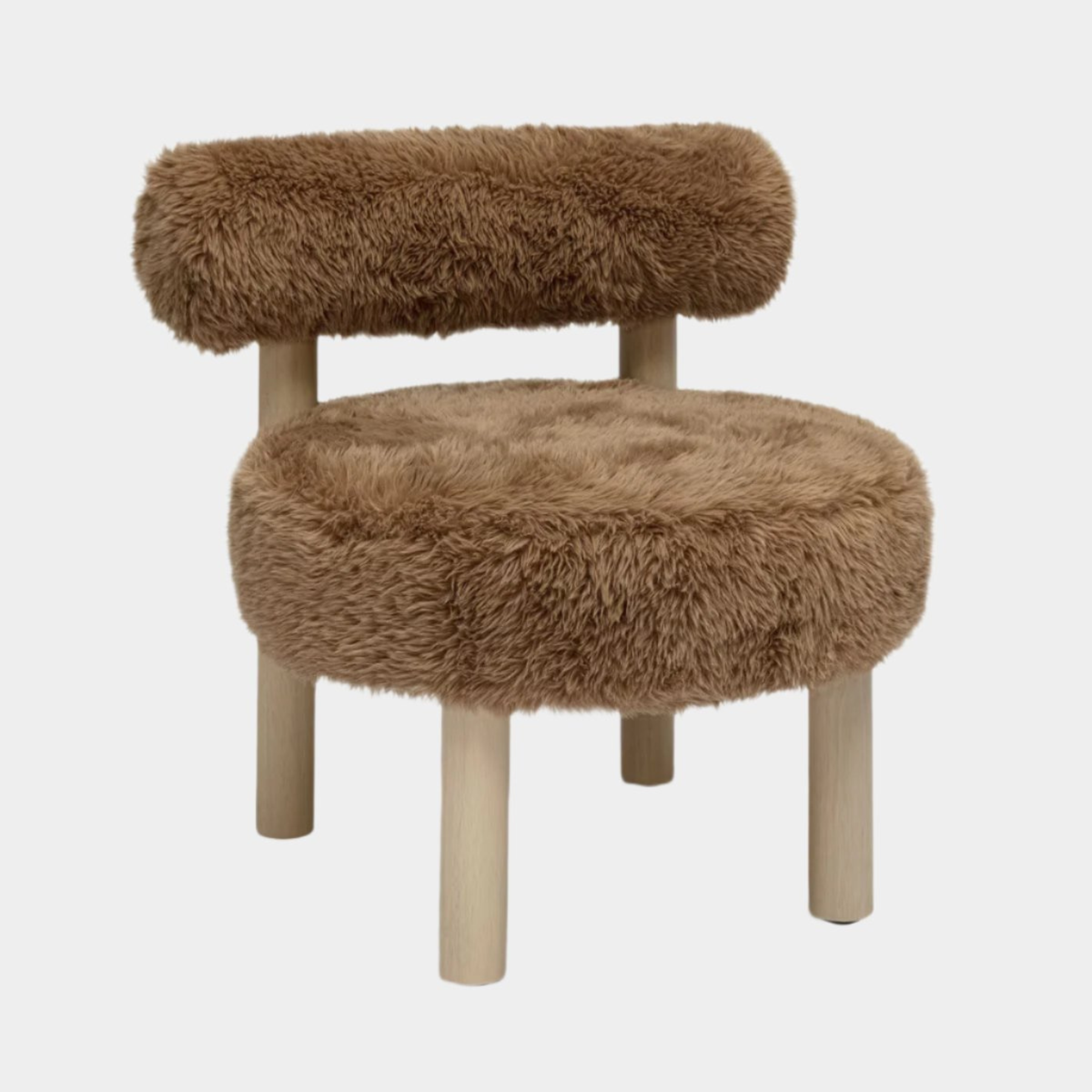 Fauteuil d'appoint en peau de mouton vegan taupe foncé Carmel