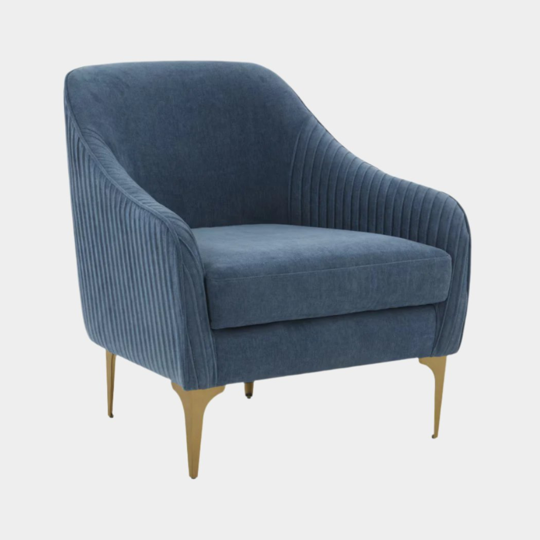 Chaise d'appoint Serena en velours bleu avec pieds en laiton