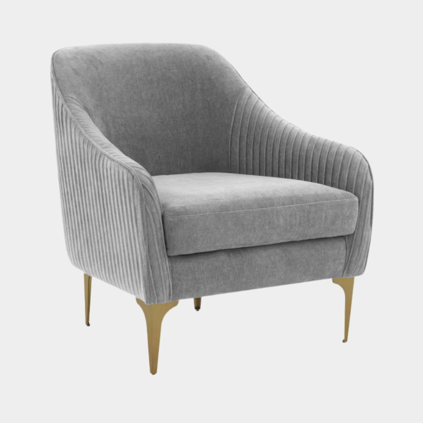 Chaise d'appoint Serena en velours gris avec pieds en laiton