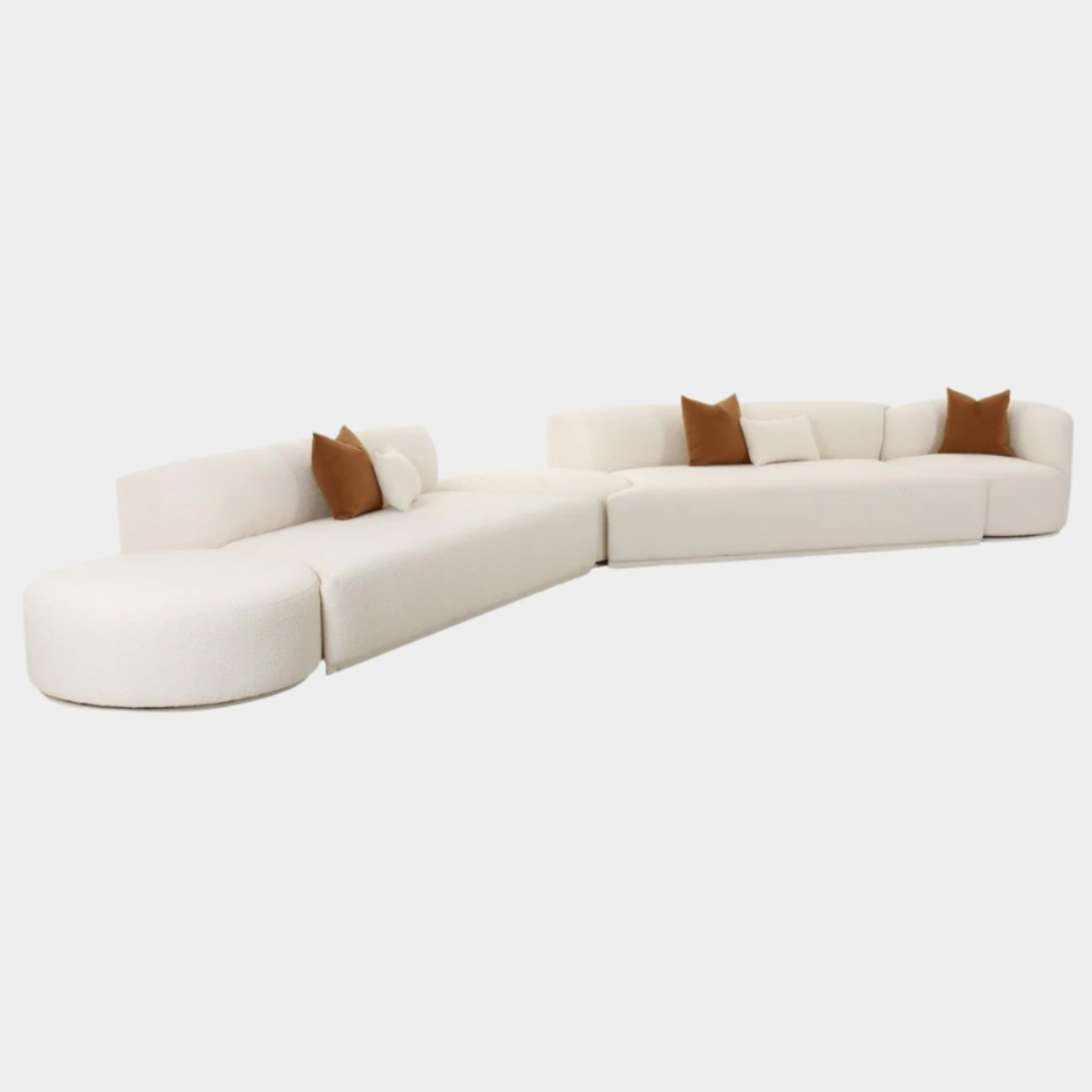 Chaise sectionnelle modulaire 5 pièces Fickle Cream Boucle