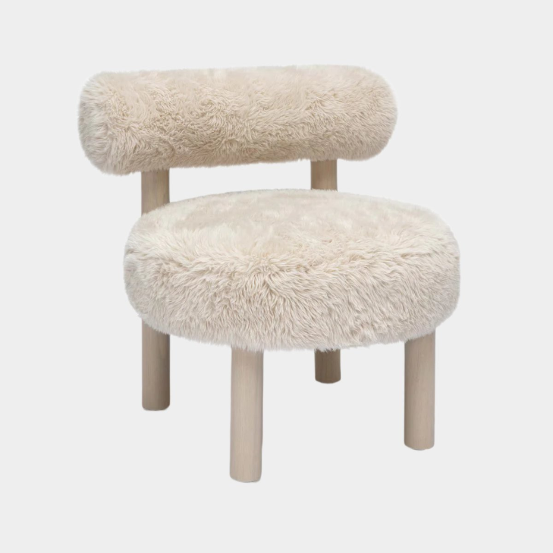 Fauteuil d'appoint en peau de mouton végétalienne naturelle Carmel