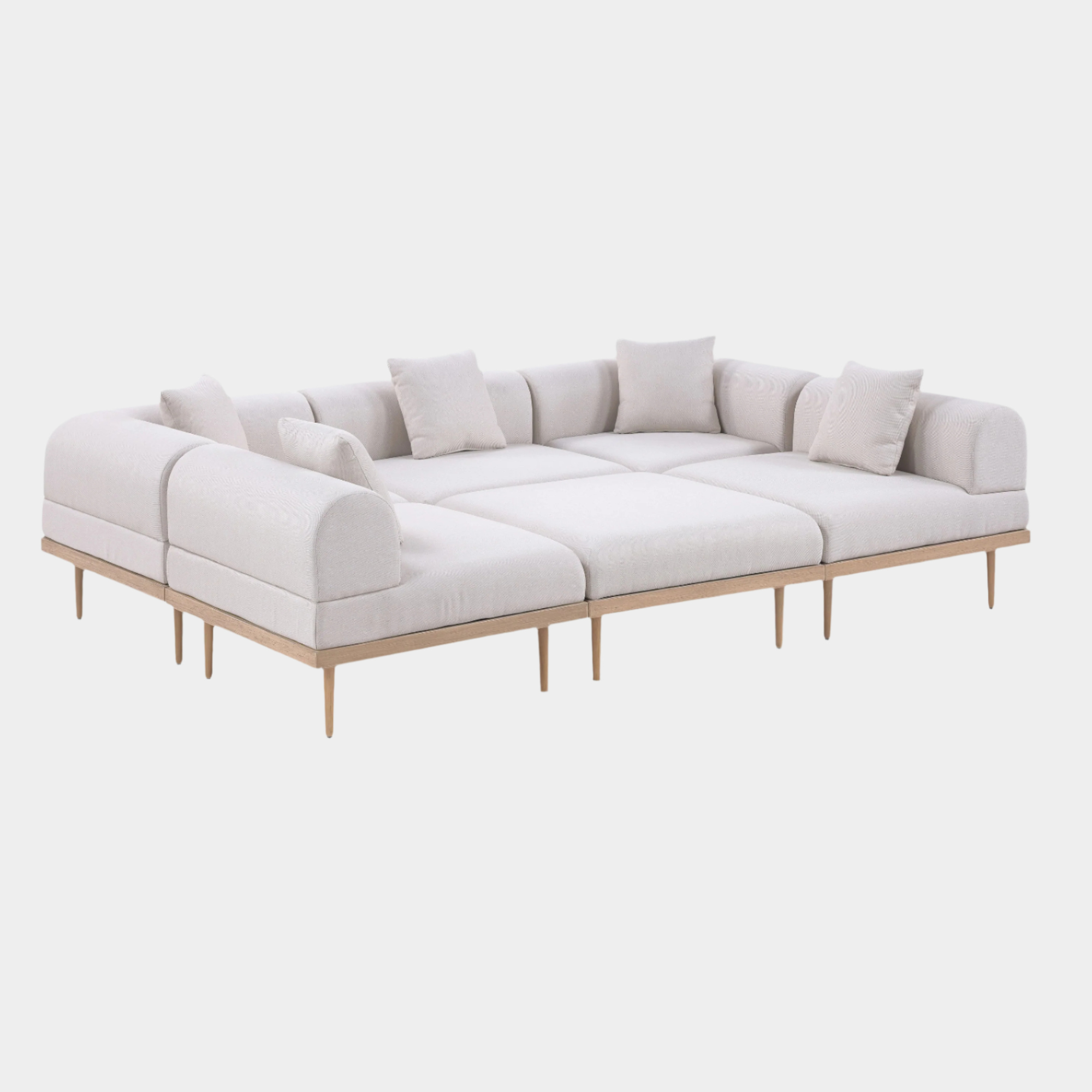 Laguna 106.5" Resilient Water Resistant Fabric Upholstered Outdoor Patio 6pc. Modular Sectional