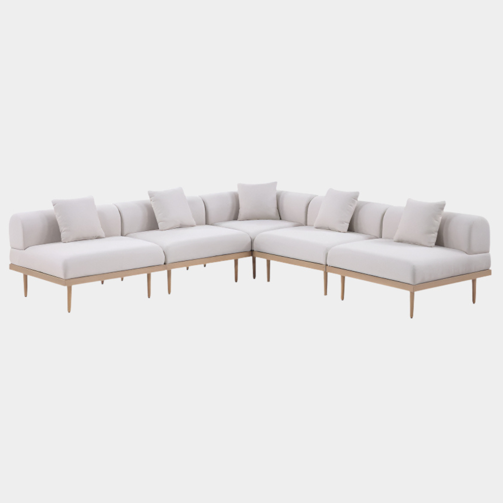 Laguna 106.5" Resilient Water Resistant Fabric Upholstered Outdoor Patio 5pc. Modular Sectional
