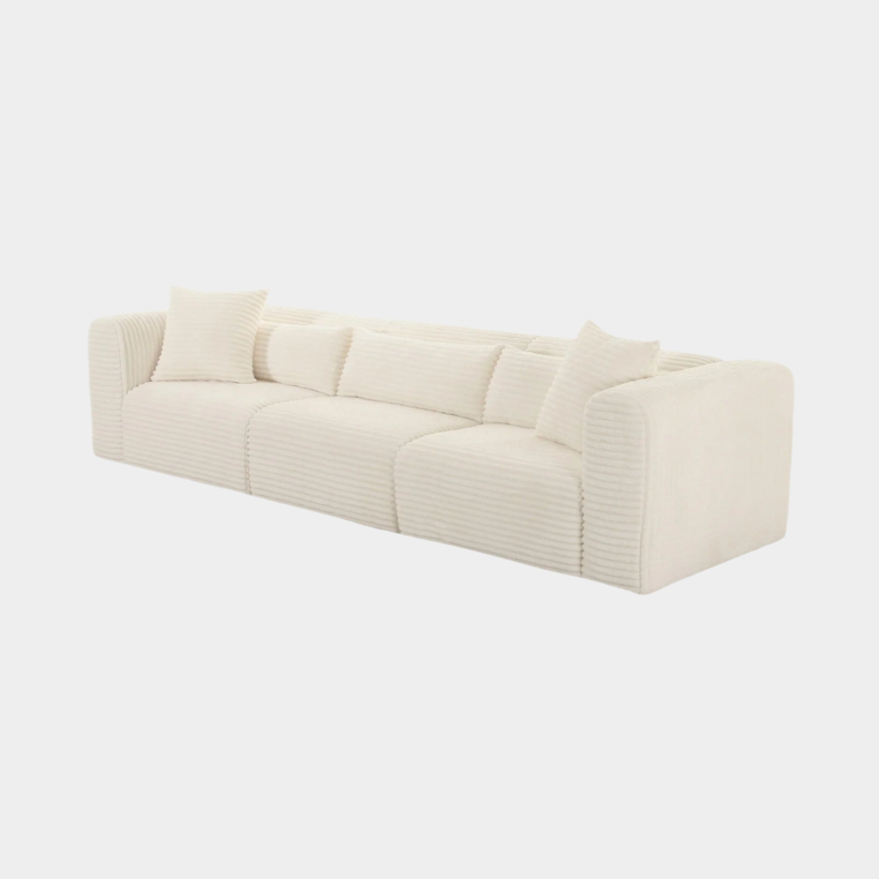 Canapé modulaire surdimensionné en velours côtelé crème Tarra Fluffy