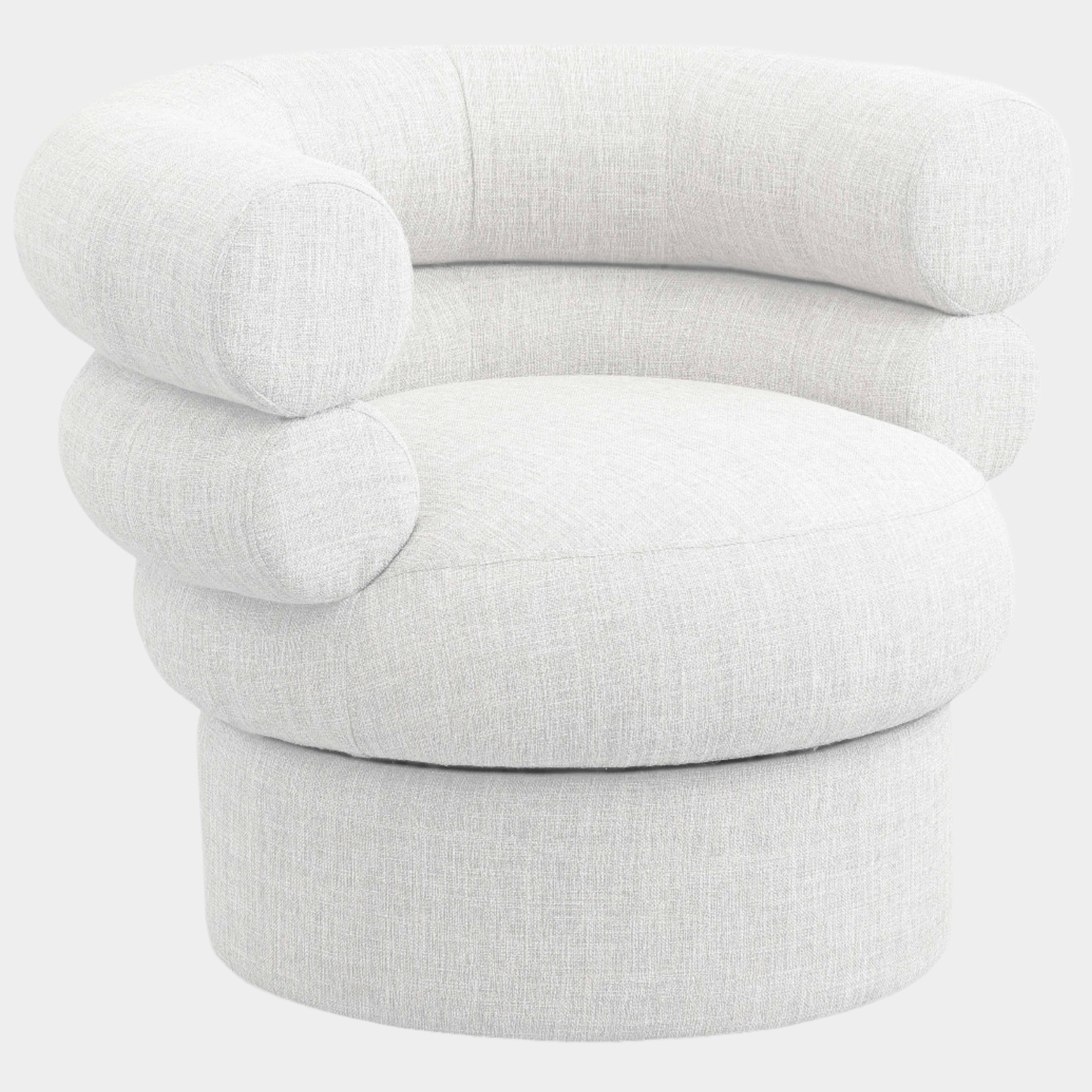 Valentina Linen Textured Fabric Upholstered Swivel Accent Chair