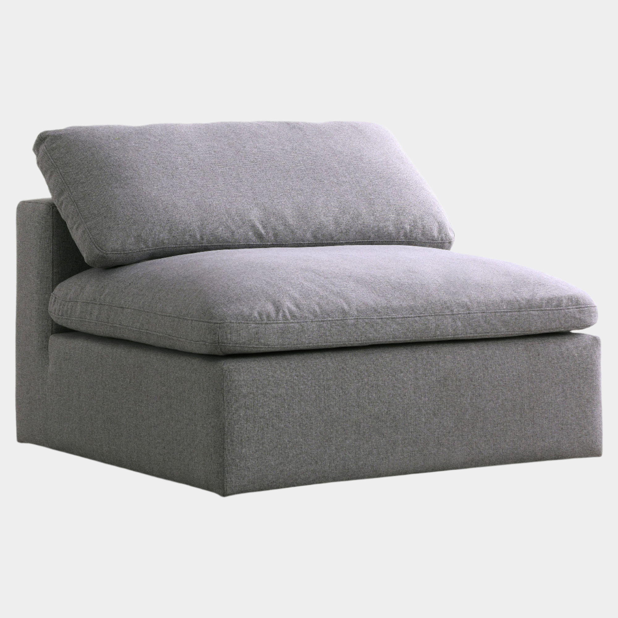 Serene Linen Textured Fabric Upholstered Deluxe Comfort Modular Armless Chair