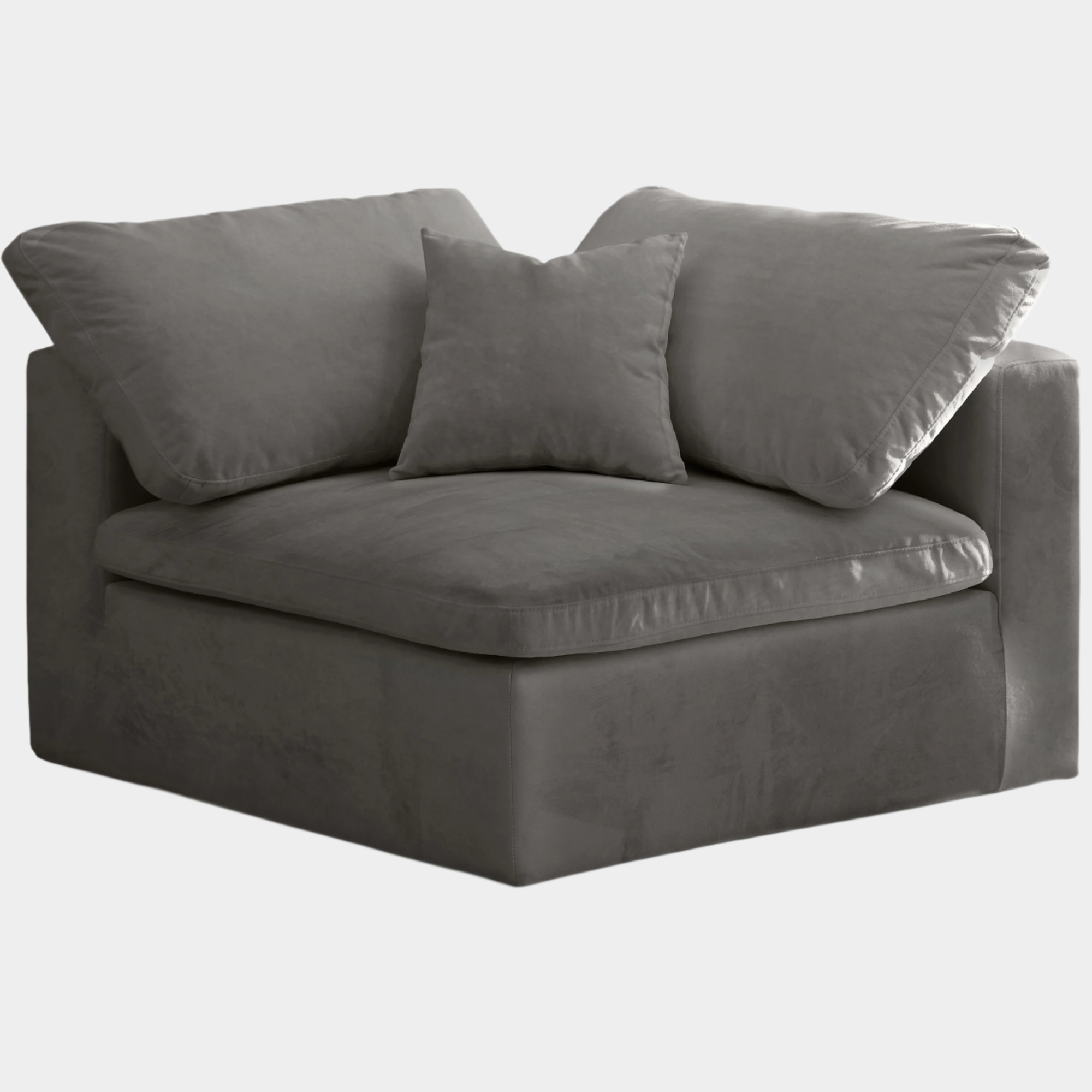 Cozy Velvet Upholstered Overstuffed Fiber Filled Comfort Comfort Corner Modular Chair