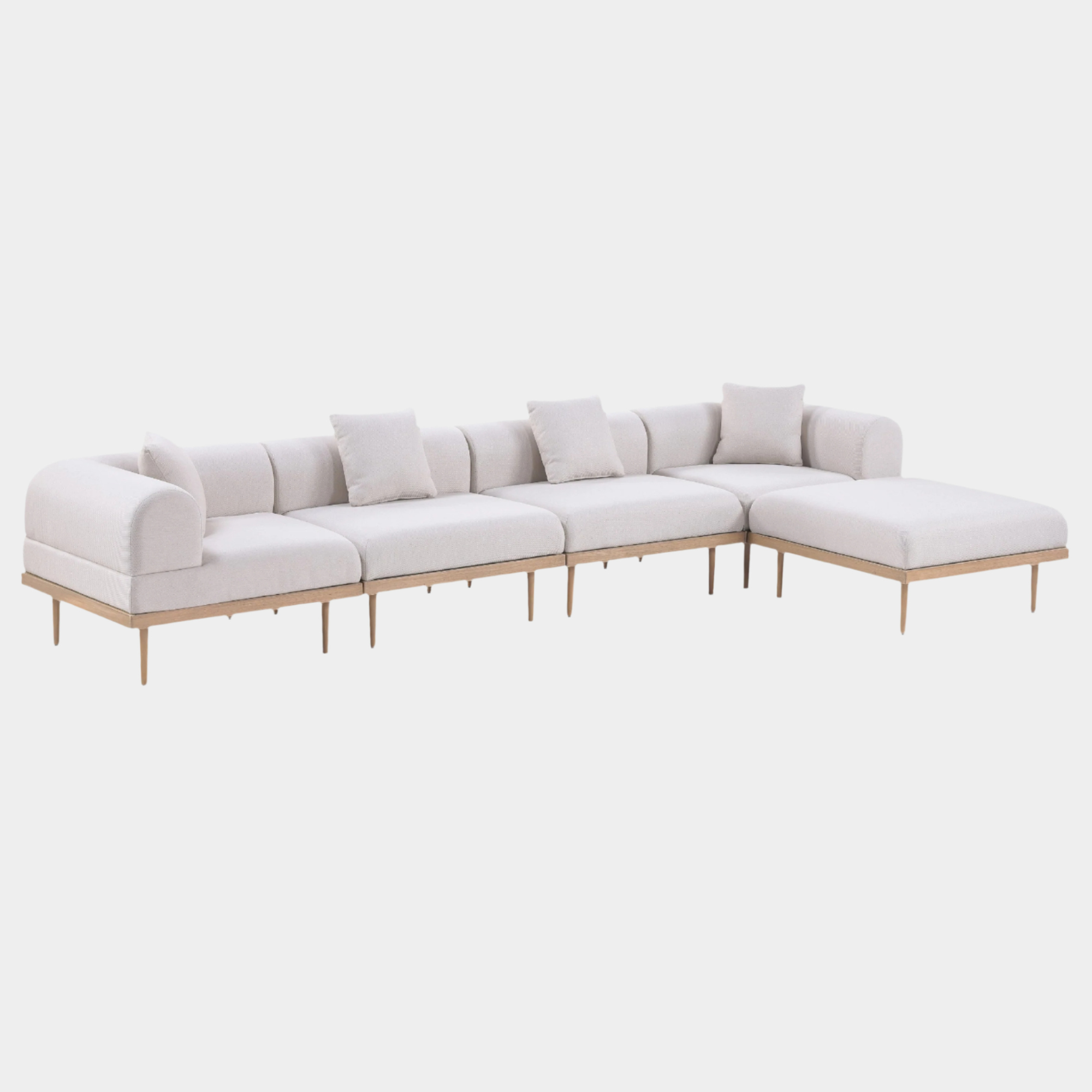 Laguna 142" Resilient Water Resistant Fabric Upholstered Outdoor Patio 5pc. Modular Sectional