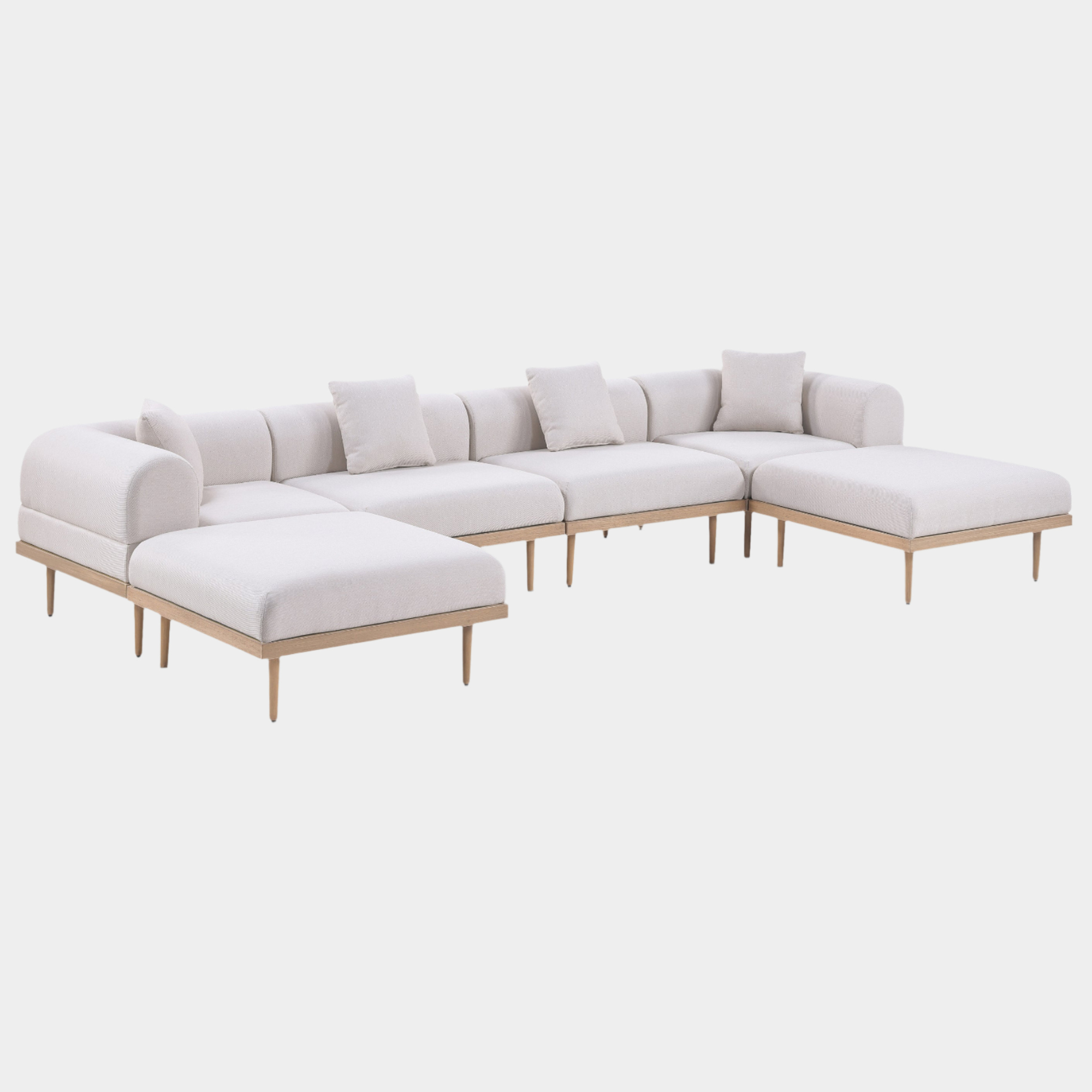 Laguna 142" Resilient Water Resistant Fabric Upholstered Outdoor Patio 6pc. Modular Sectional